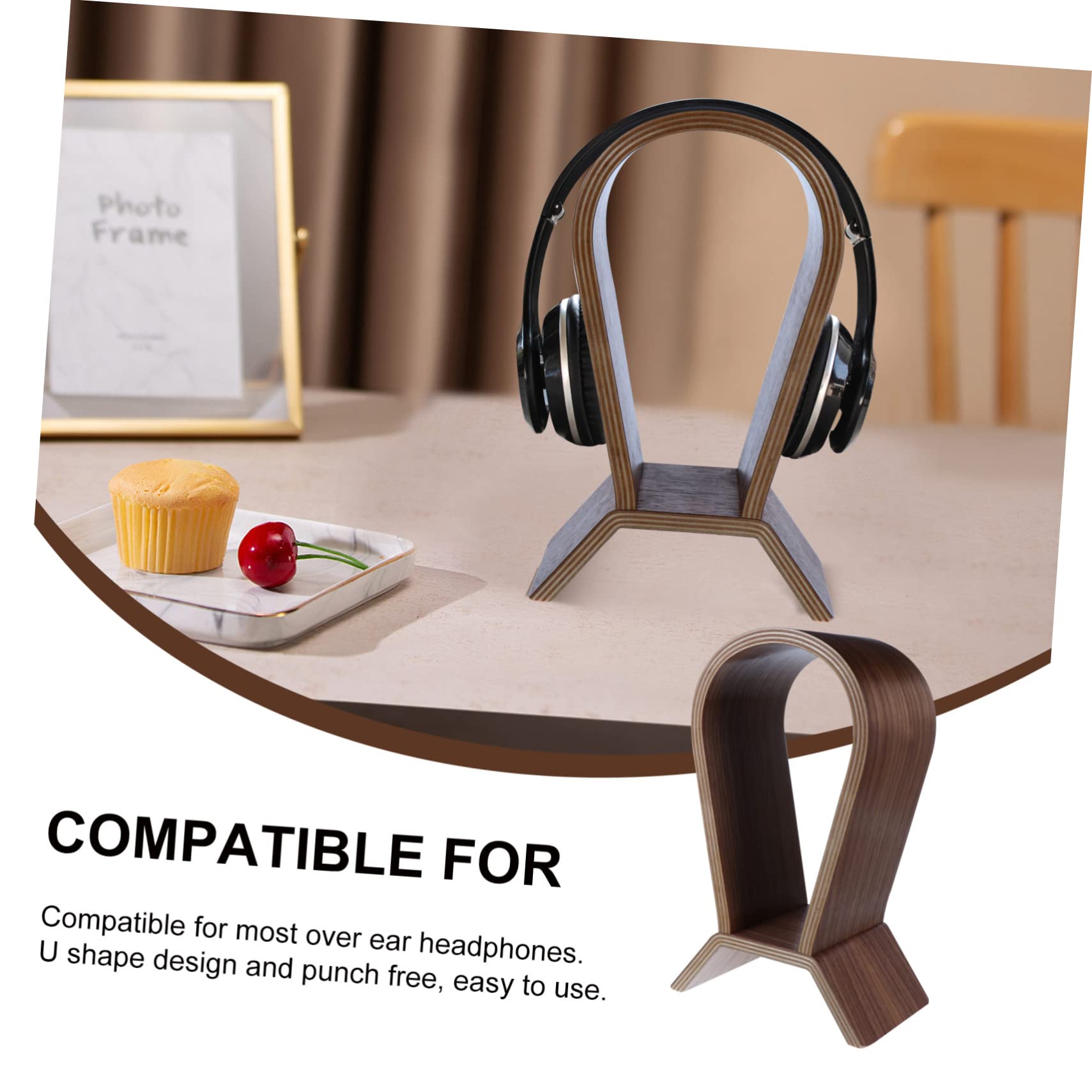 Veemoon Premium Walnut Wood Headphone Stand - Multi-Functional Headset Holder for Home & Office Use, Perfect for Gaming Setup and Audio Equipment Organization