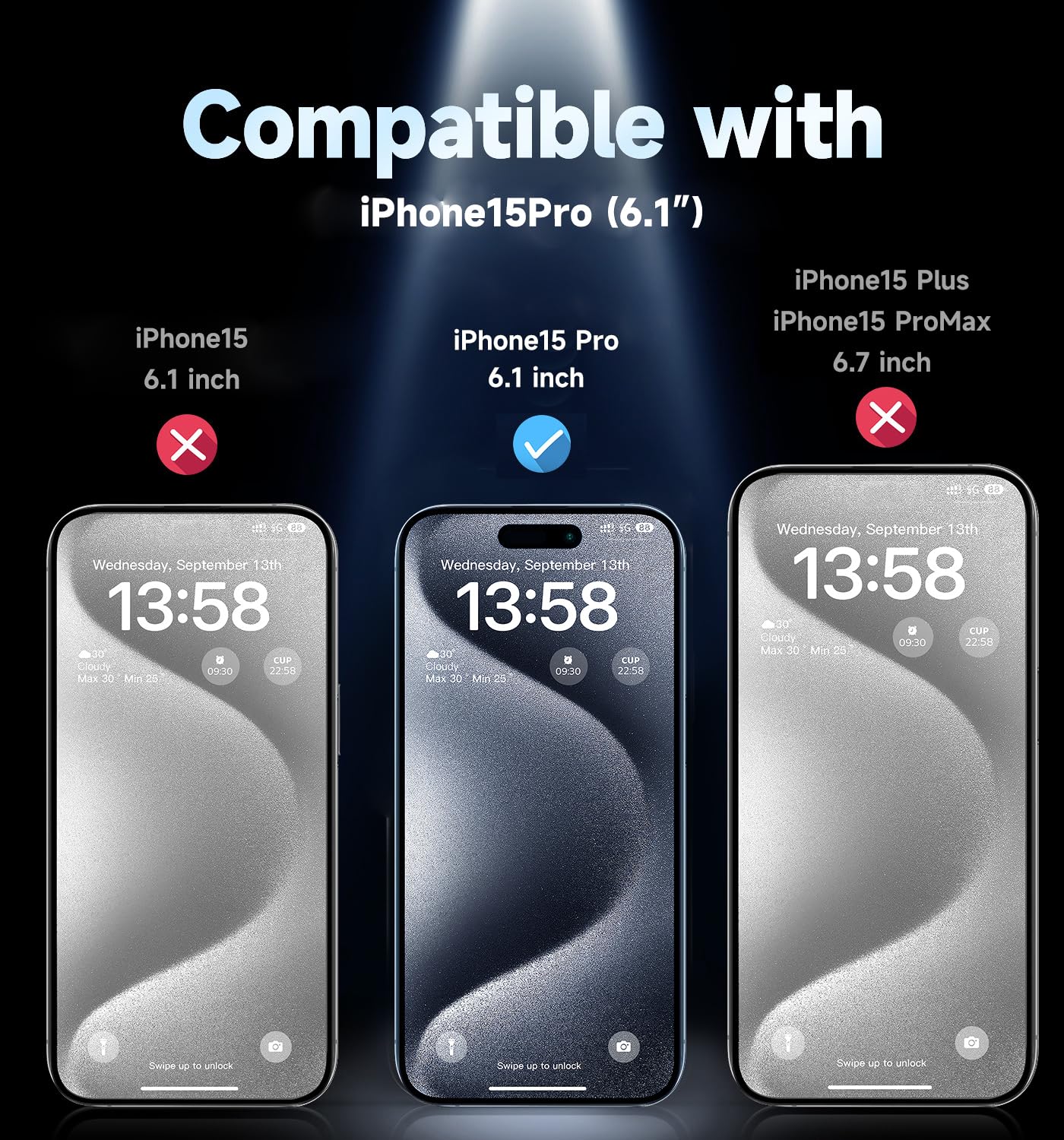 2 Pack iPhone 15 Pro Tempered Glass Screen Protector 6.1 Inch - Auto Dust Removal, Dynamic Island Compatible, HD Clear, Easy Installation - Perfect for Everyday Protection at Work, Home & Travel