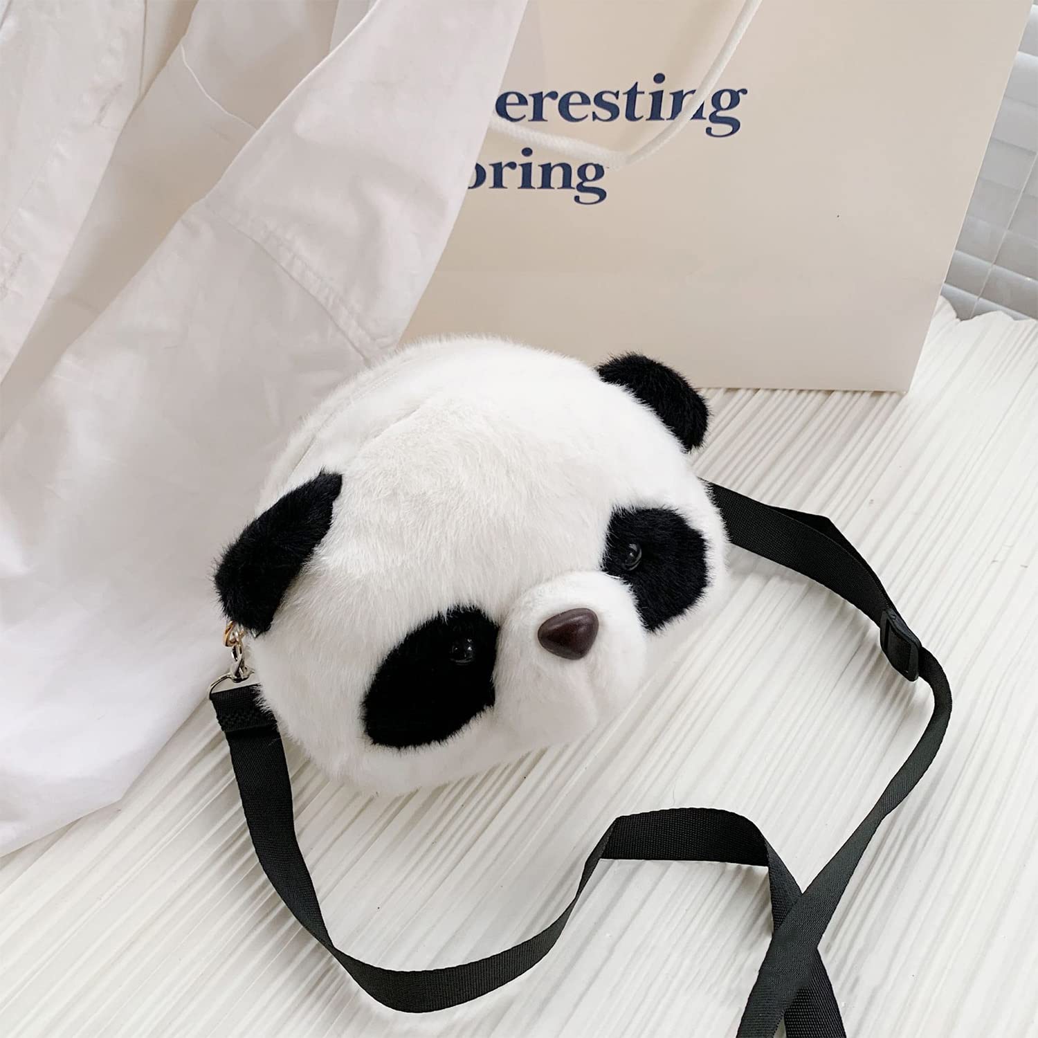 Cute Panda Plush Messenger Bag for Women & Girls - Soft Crossbody Shoulder Purse for School, Travel & Everyday Use