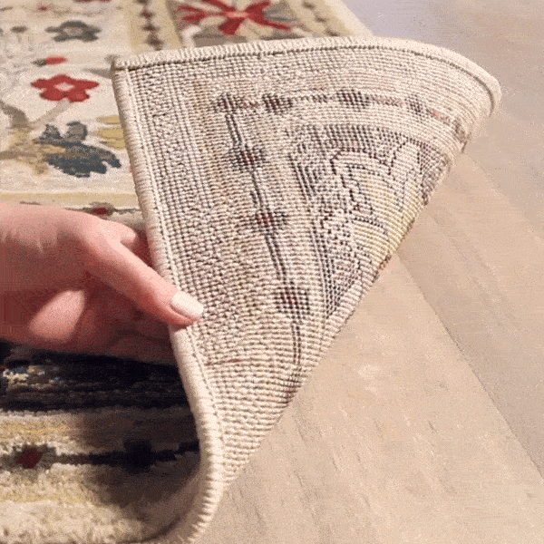 Neola White and Brown Damask Area Rug - Soft Non-Slip Living Room Carpet for Bedroom, Dining Room Decor