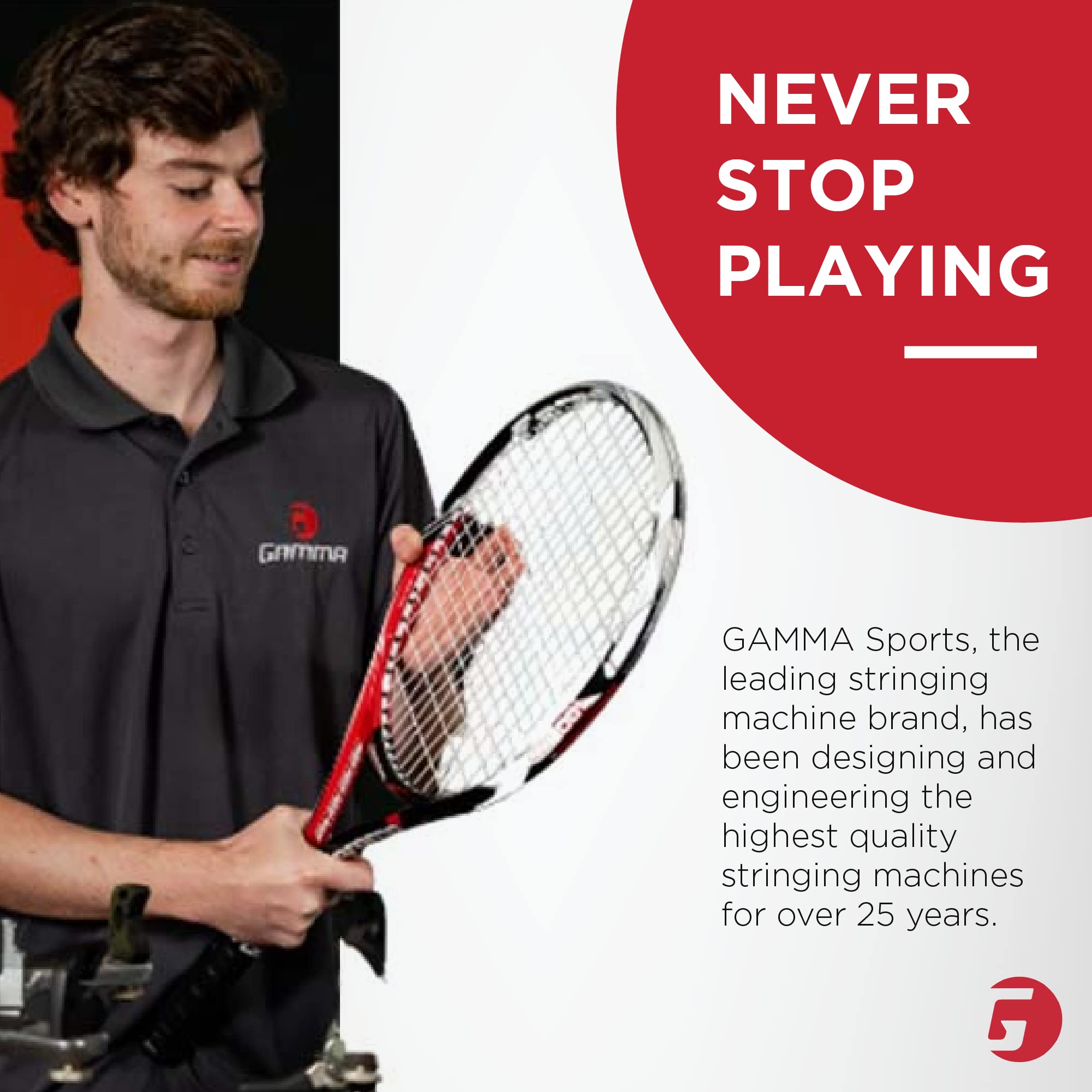 Gamma Progression 200 Drop Weight Stringing Machine - 360° Rotating Tabletop Tennis Racquet Stringer for Tennis, Badminton, Squash & Racquetball | Includes Stringing Tools | Perfect for Home Use & Professional Racket Maintenance