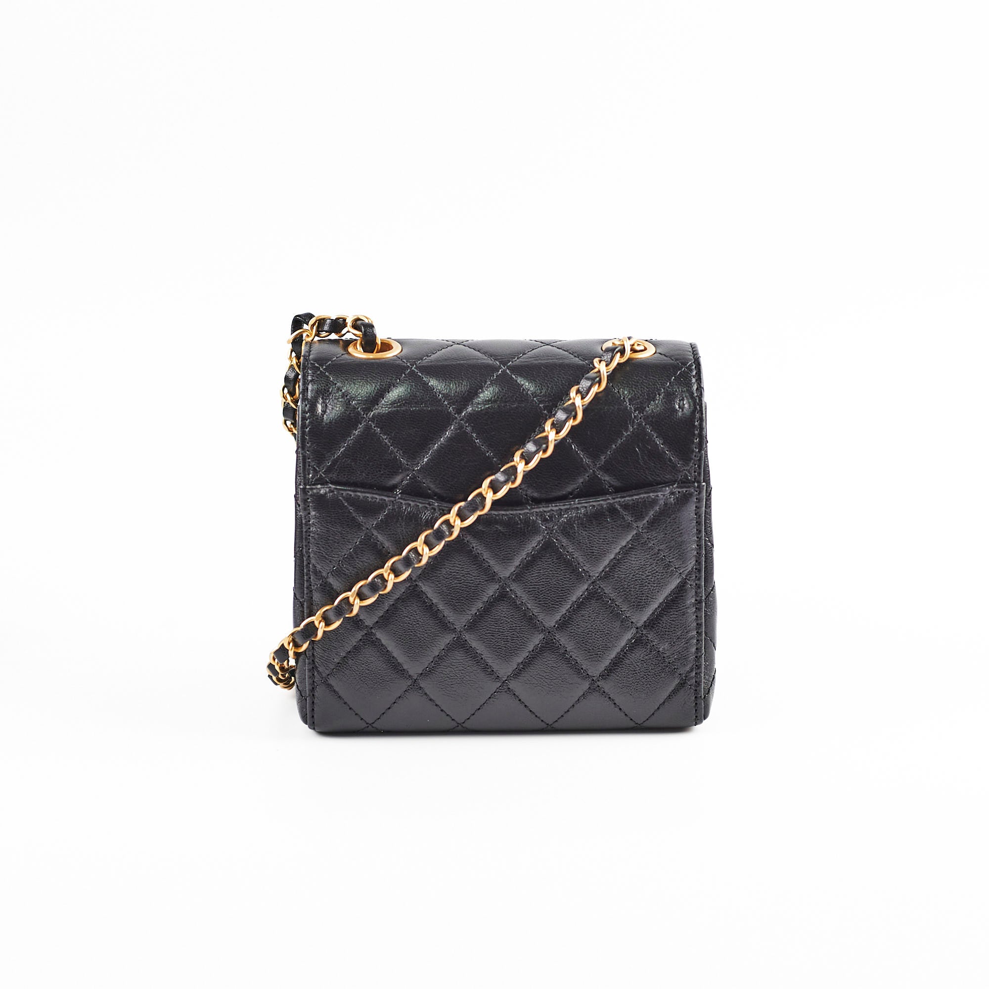Chanel 2022 Seasonal Square Black Goat Skin Bag with Microchip - Luxury Designer Handbag for Women, Perfect for Evening Parties & Special Occasions