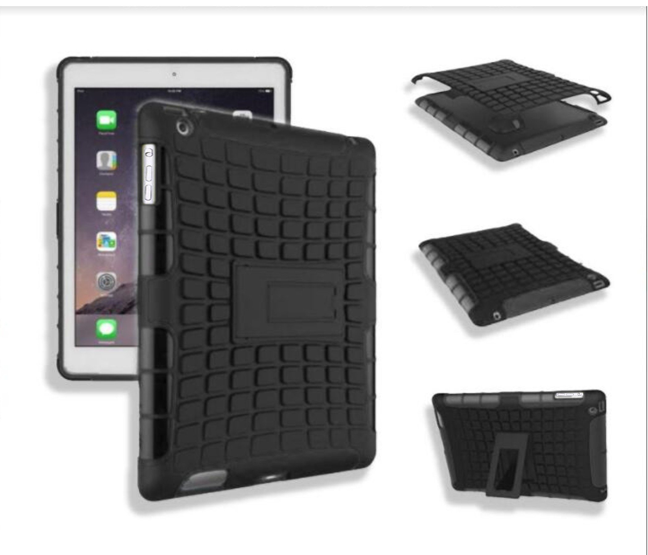 Shockproof Rugged Case for iPad Air 1st Gen 9.7 inch (Model A1474 A1475) & iPad 9.7 inch 2017 (Model A1822 A1823) - Black - Perfect for Outdoor Adventures, Travel & Daily Protection