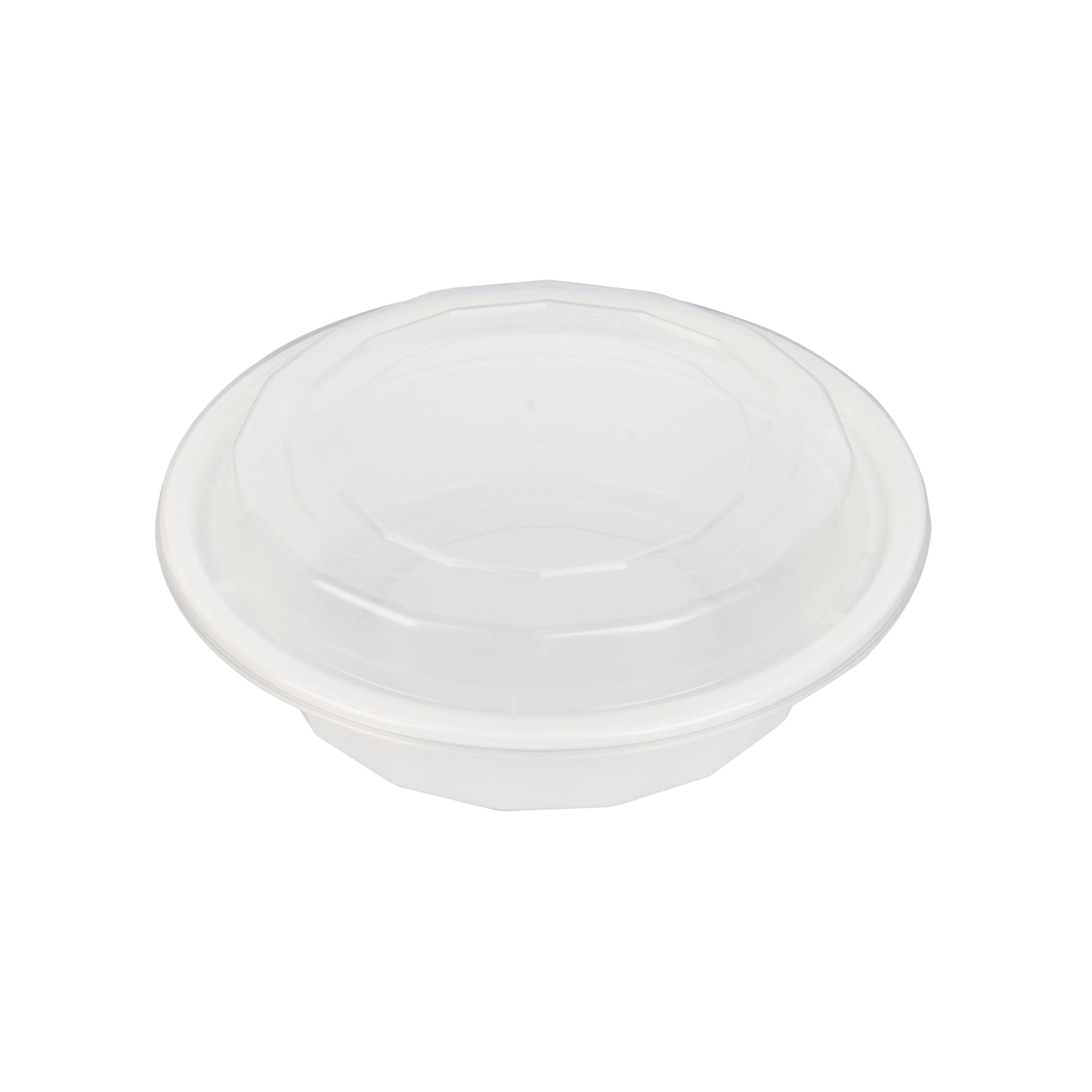 16 oz Round White Plastic Food Storage Containers with Clear Lids - Microwave Safe, 6.25
