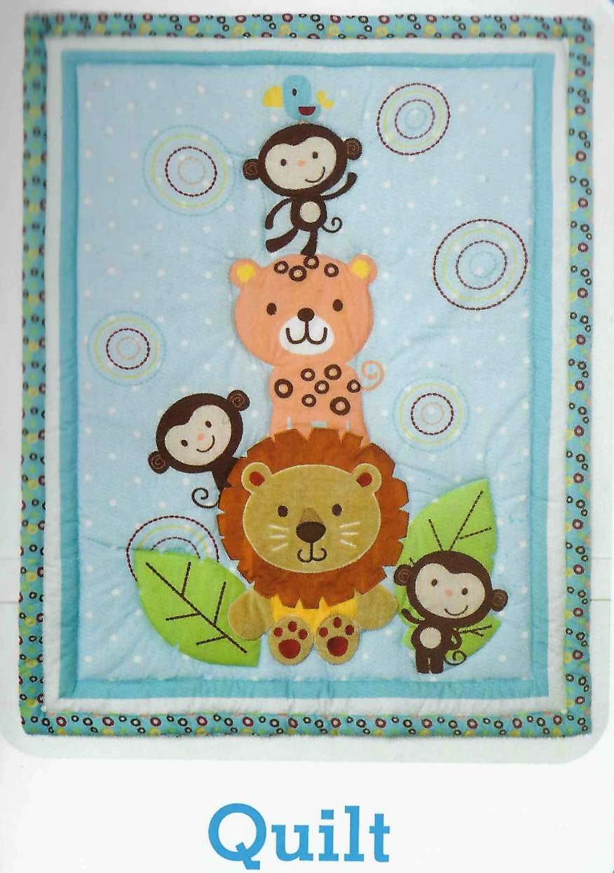 Jungle Friends 4-Piece Crib Bedding Set for Baby Boys & Girls - Soft Nursery Decor with Matching Fitted Sheet, Bumper, Skirt & Blanket - Perfect for Jungle-Themed Baby Showers & Nursery Room Decor