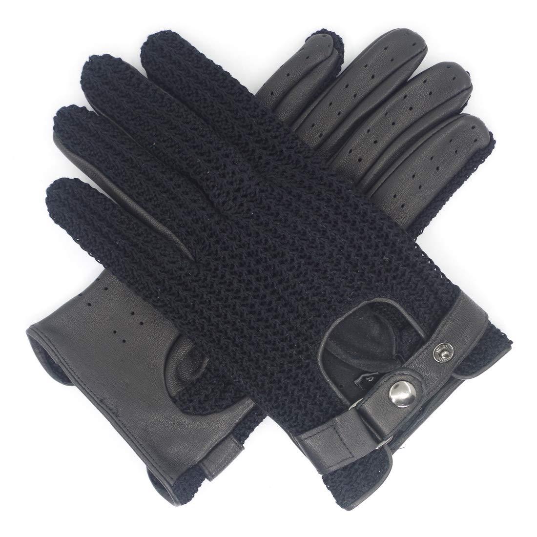Harssidanzar Men's Crochet Stringback Driving Gloves - Touchscreen Compatible, Breathable & Stylish (GM030) - Perfect for Road Trips, Motorcycle Rides & Winter Fashion
