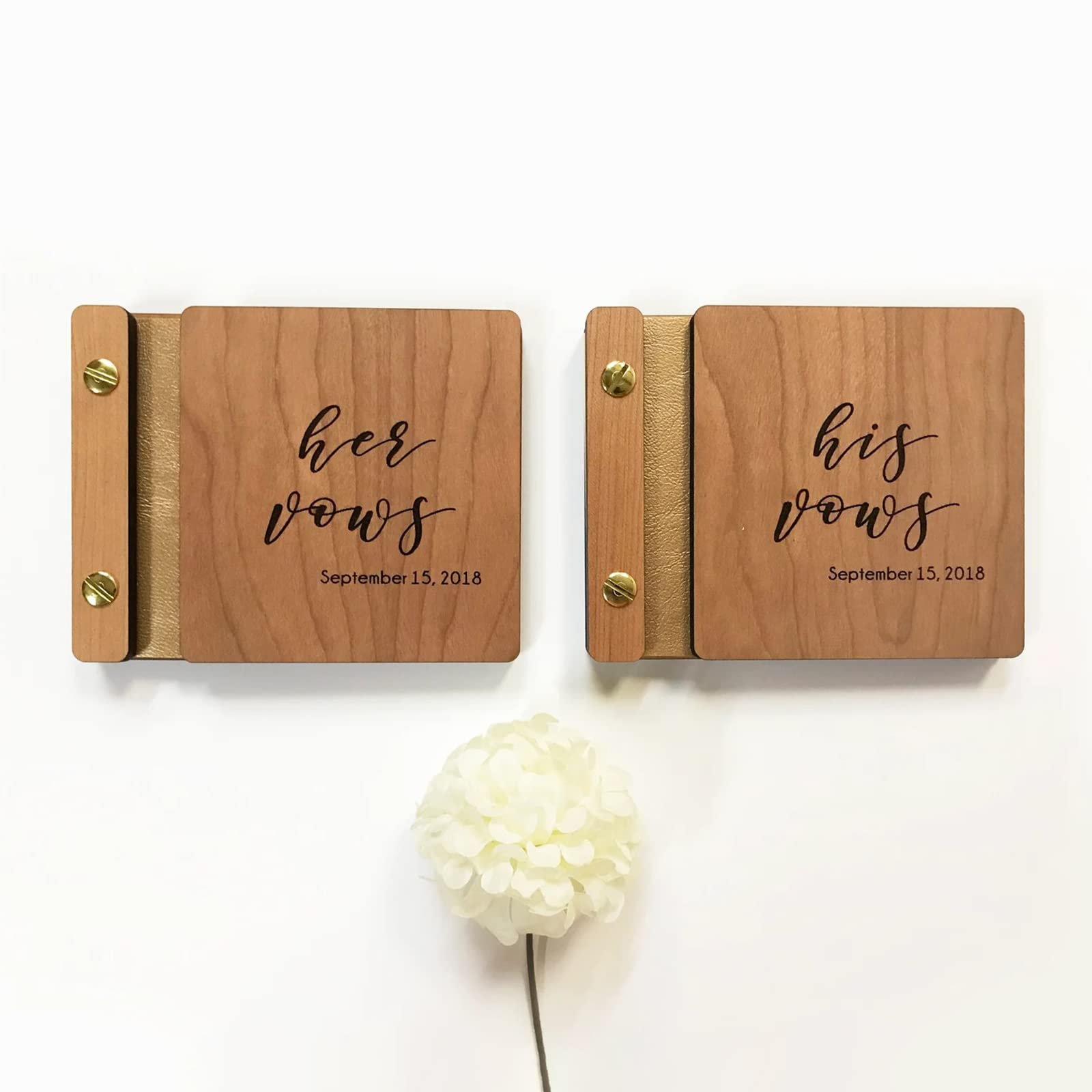 Personalized Wooden Wedding Vow Book Set - His & Hers Keepsake for Vow Renewals & Ceremonies