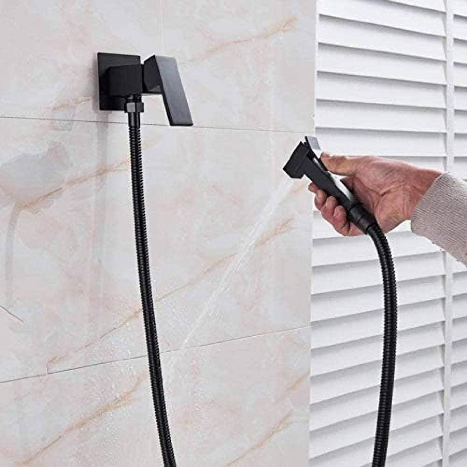 Black Bathroom Shower Faucet with Toilet Sprayer - Modern Mixer Tap for Muslim Hygiene & Spiritual Cleansing - Perfect for Islamic Wudu Rituals and Bathroom Upgrades