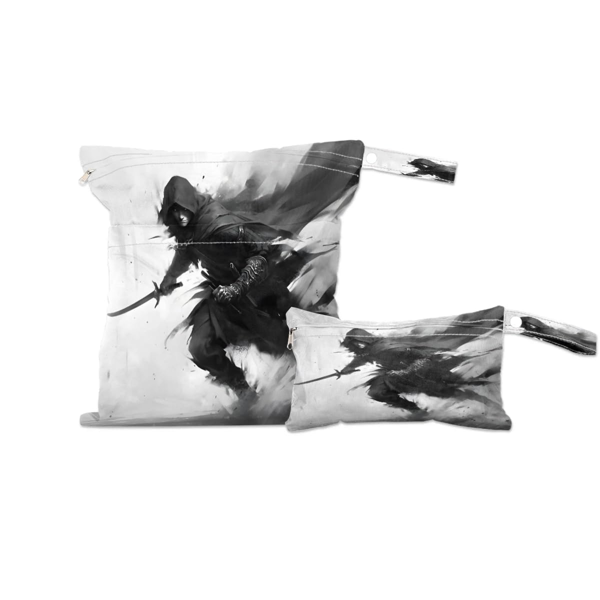 Japan Samurai Wet Dry Bags 2Pcs - Waterproof Travel Laundry Bags for Swimsuits, Cloth Diapers & Bathing Suits - Beach, Yoga, Gym, Pool Essentials - Perfect for Travel, Sports & Baby Care Organization