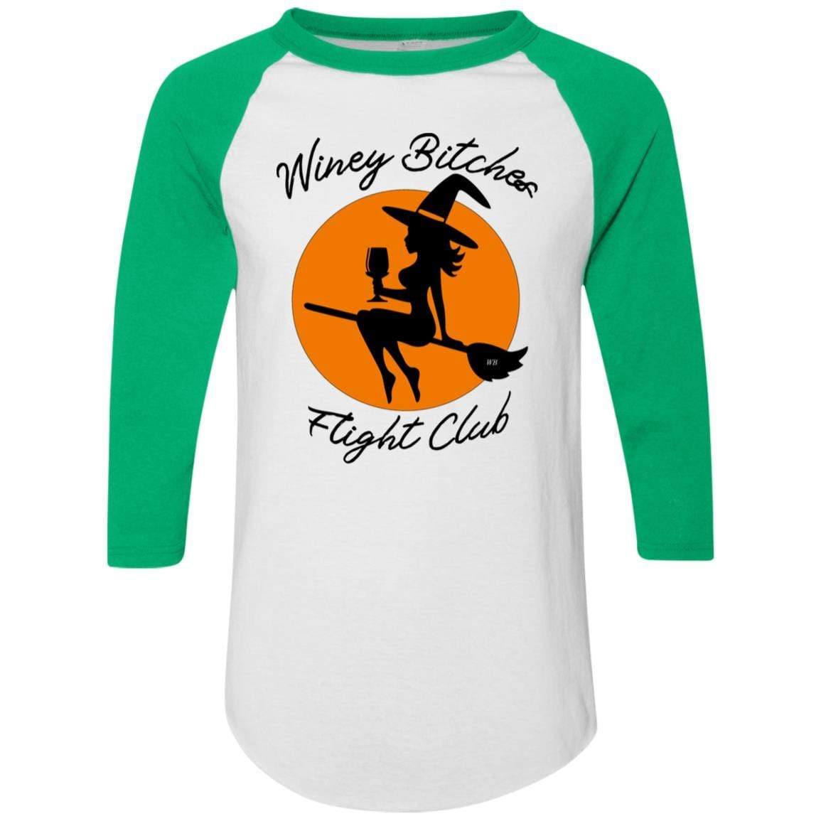 WineyBitches.Co Winey Bitches Flight Club Colorblock Raglan Jersey - Stylish & Comfortable Women's Baseball Tee for Casual Outings, Girls Night Out & Wine Tasting Events