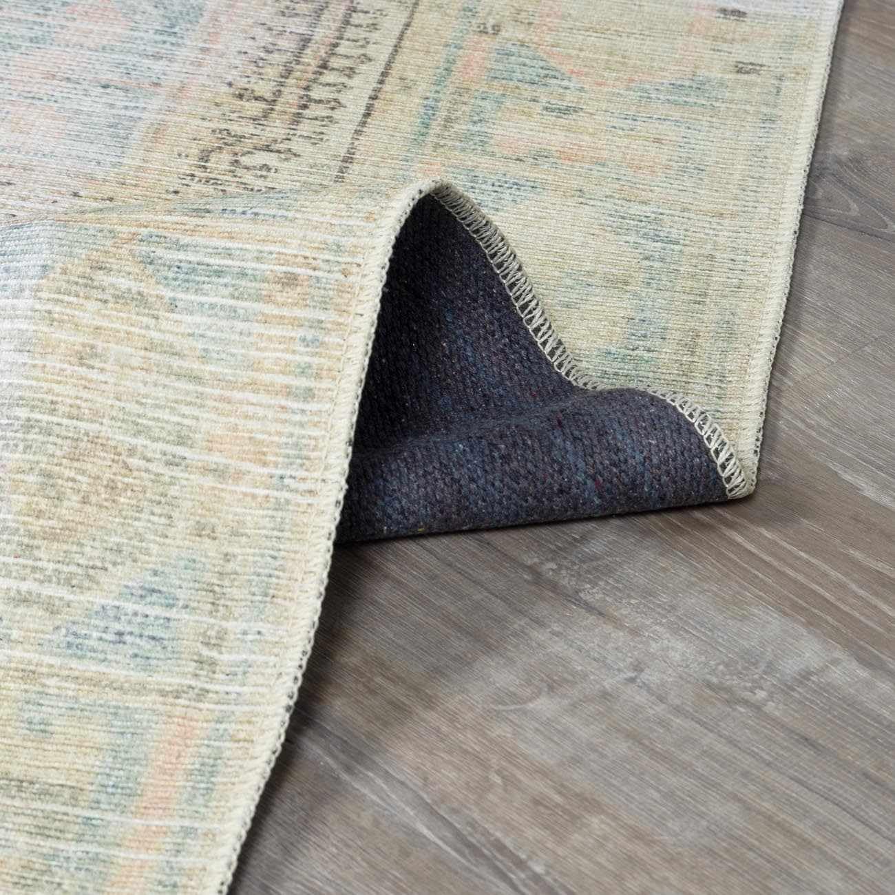 Premium Hauteloom Baloy Washable Area Rug for Living Room & Bedroom - Traditional Design in Coral, Denim, Olive - 5'3