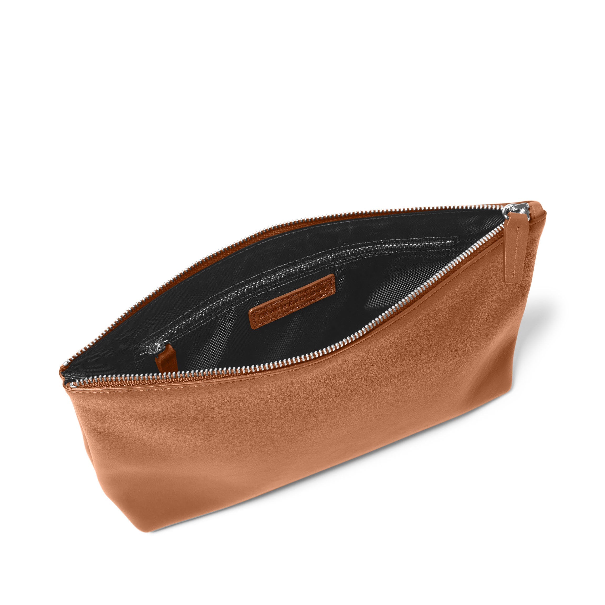Premium Medium Leather Accessories Pouch in Cognac - Perfect for Travel, Organizing Jewelry & Small Essentials