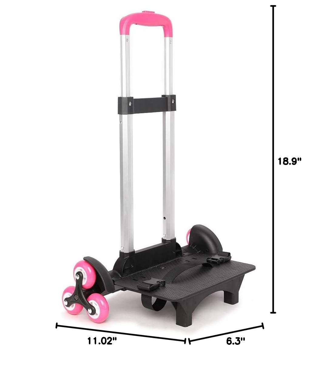 Lightweight Aluminum Alloy Wheeled Backpack Trolley - Foldable Travel Luggage Cart with 2 Wheels (Pink) | Perfect for Airports, Camping & Shopping