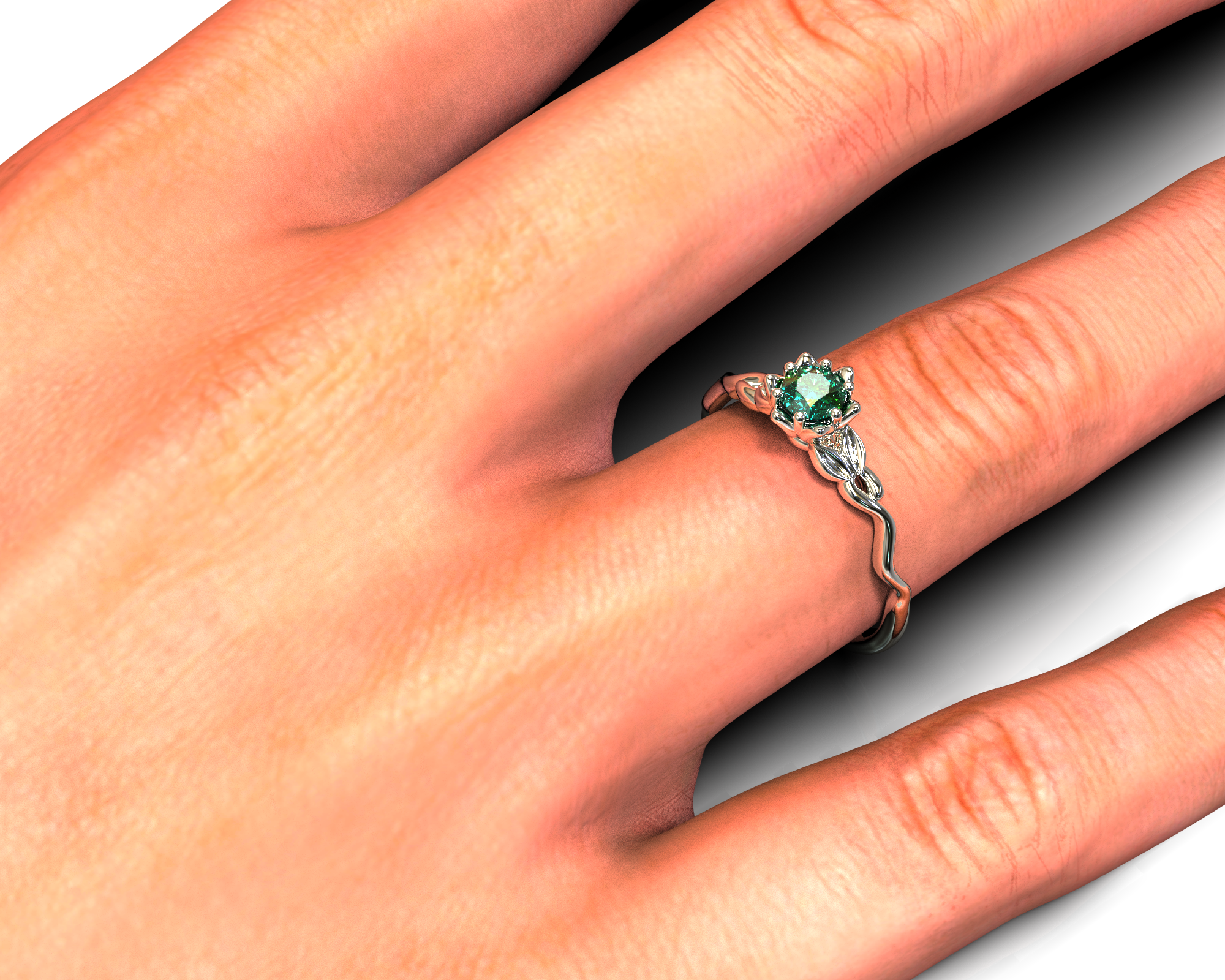Exquisite Emerald Flower Engagement Ring for Women - Vintage Inspired Solitaire Wedding Band - Perfect for Proposals, Anniversaries & Special Occasions