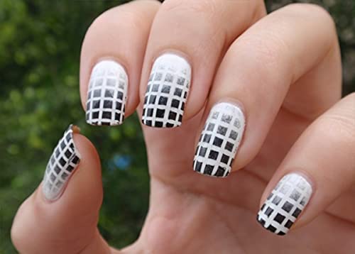 MeeTo 2-Pack DIY French Tip Nail Guide Stickers - Plaid Manicure Stencils for Easy Nail Art Decorations | Perfect for Home Salon, Party Nails & Gift Ideas