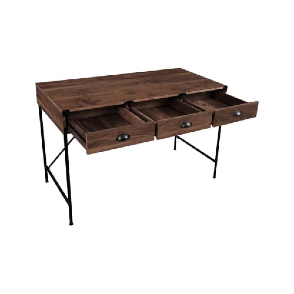 120cm Brown & Aged Black Computer Writing Office Desk - Modern Home Office & Study Room Furniture for Work & Productivity