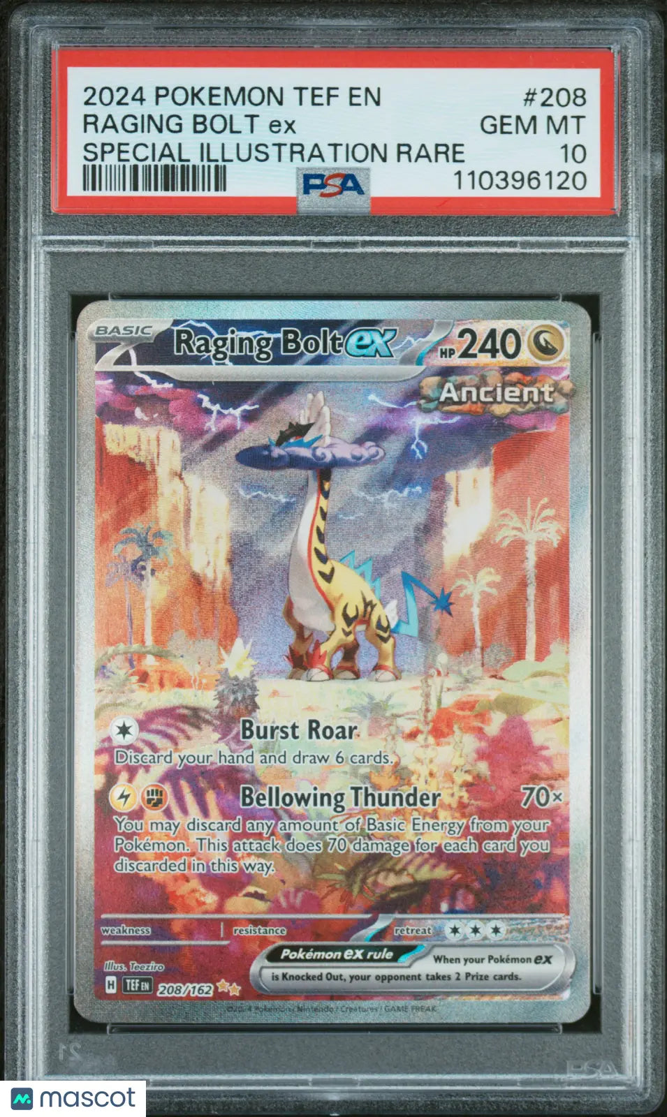 2024 Pokemon Temporal Forces Raging Bolt EX Special Illustration Rare PSA 10 Graded Card - Collectible Trading Card Game for Battles, Tournaments & Display Cases