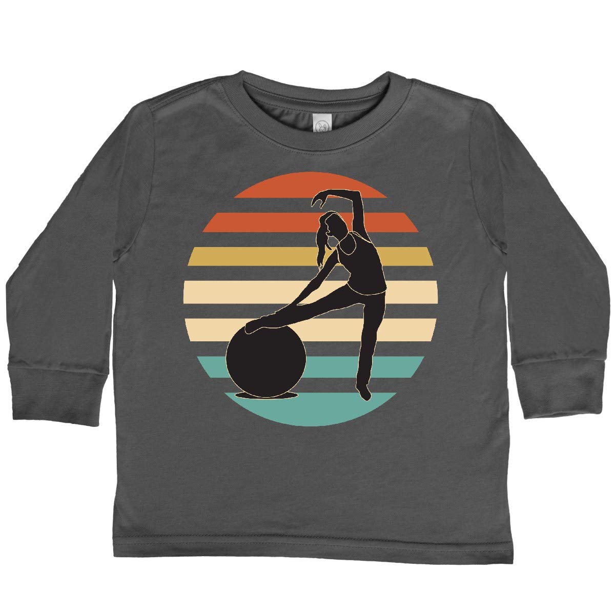 Inktastic Pilates Fitness Retro Exercise Toddler Long Sleeve T-Shirt - Cute Workout & Yoga Outfit for Kids, Toddler Activewear for Gym & Playtime
