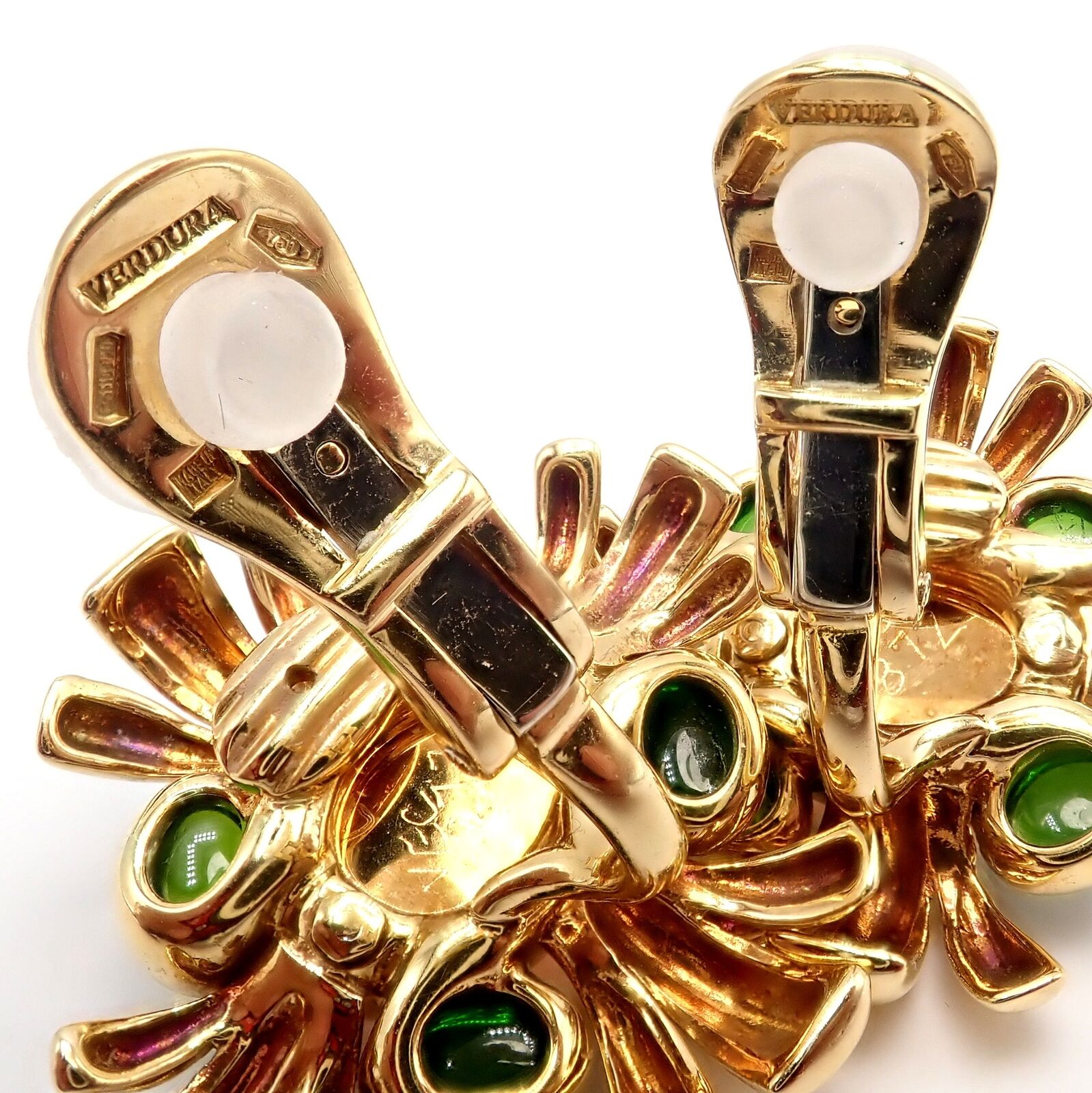 Authentic Verdura 18k Yellow Gold Citrine & Green Tourmaline Vintage Drop Earrings - Perfect for Weddings, Parties & Special Occasions