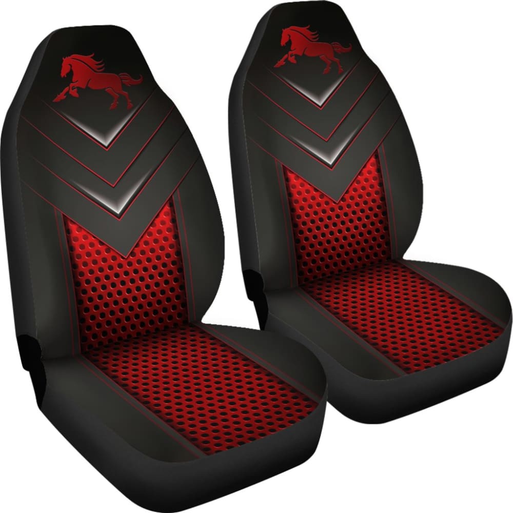 Premium Red Horse Metallic Custom Printed Car Seat Covers - Universal Fit for Cars, Trucks & SUVs - Stylish Protection for Road Trips & Daily Commutes