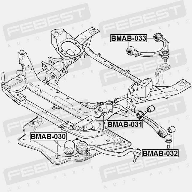 Febest BMAB-033 Front Upper Arm Bushing - OEM 31126776417 Replacement Part for Smooth Suspension & Ride Comfort - Perfect for BMW, Mercedes, Audi & More
