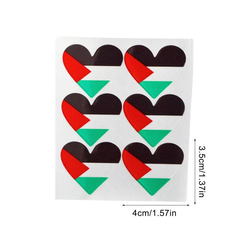 18 pcs Free Palestine Stickers - Heart Shaped Palestine Flag Car Decals, I Stand with Palestine Vinyl Stickers for Cars, Bikes, Laptops & Water Bottles | Show Support & Solidarity Decor