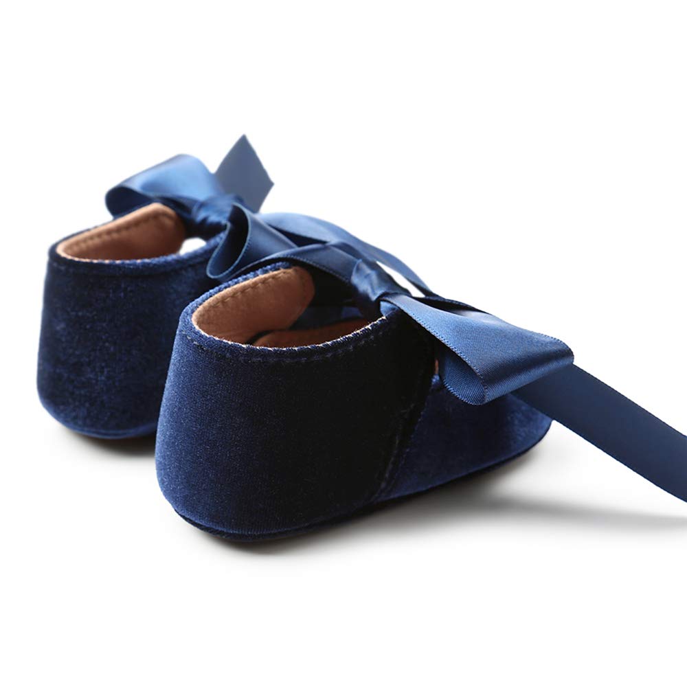 Baby Girls Mary Jane Flats - Anti-Slip Rubber Sole Bow Dress Shoes for Toddlers | Princess Style First Walkers for Parties & Special Occasions