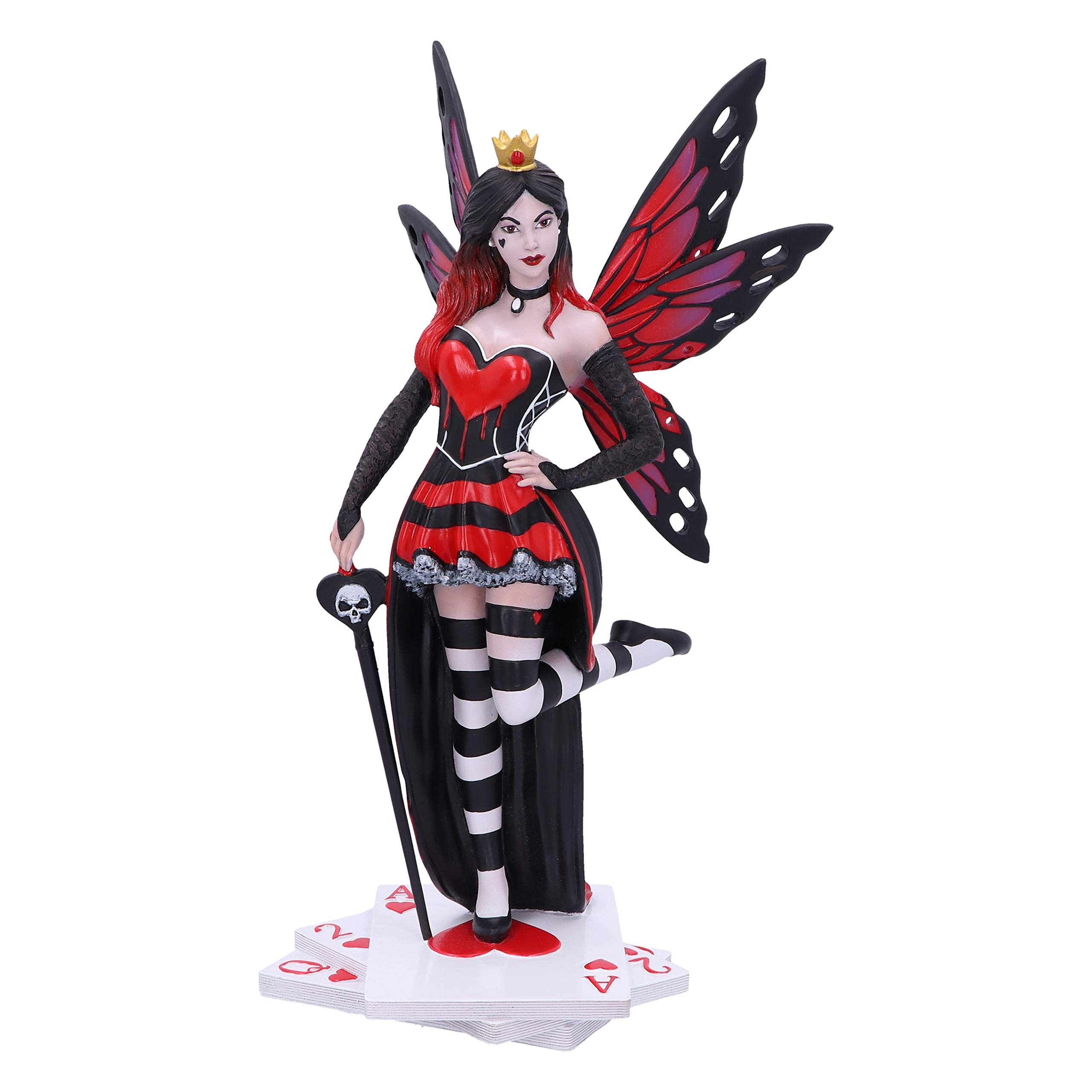 Nemesis Now Alice in Wonderland Queen of Hearts Fairy Figurine - 10.2 Inch Red Card Themed Collectible Statue - Perfect for Home Decor, Gift for Fantasy Lovers & Disney Fans