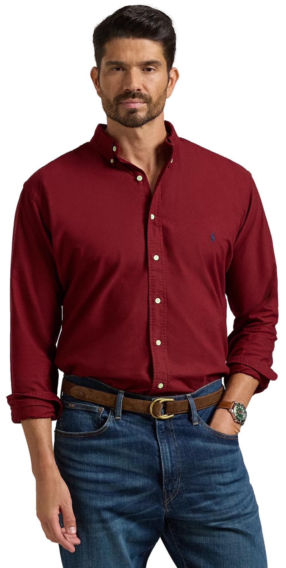 POLO RALPH LAUREN Men's Big & Tall Long Sleeve Oxford Button-Down Shirt | Classic Casual & Business Wear for Office, Dating & Outdoor Events