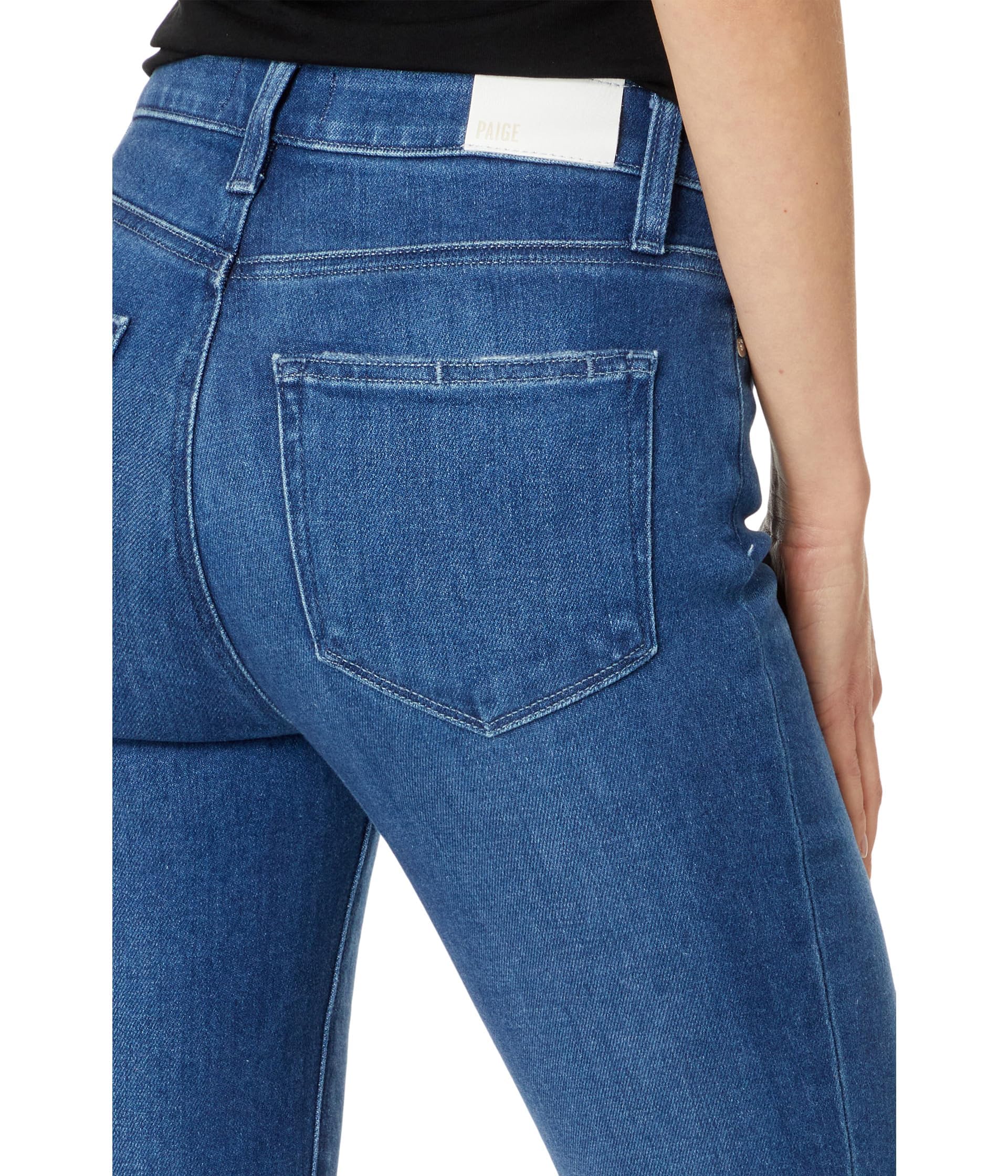 PAIGE Women's White Noise Grand Hem Jeans - High Waist Straight Leg Denim Pants for Casual Wear & Everyday Outfits