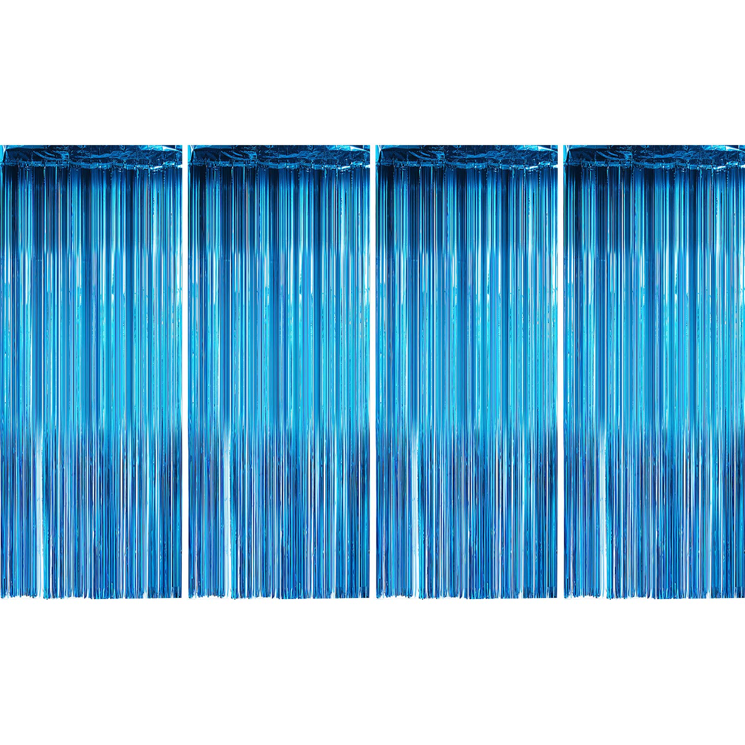 4 Pack Aquamarine Metallic Fringe Curtains - Shimmering Foil Party Decor for Birthday, Wedding, Christmas & New Year Celebrations - Perfect for Photo Backdrops, Stage Decorations & Event Centerpieces