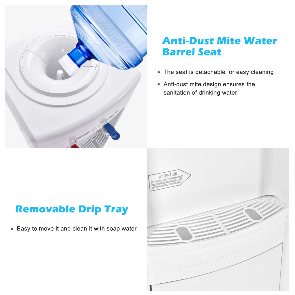 Adjustable Temperature Water Dispenser - Hot & Cold Water Dispenser for Home, Office, Kitchen - White | Perfect for Coffee, Tea & Instant Meals