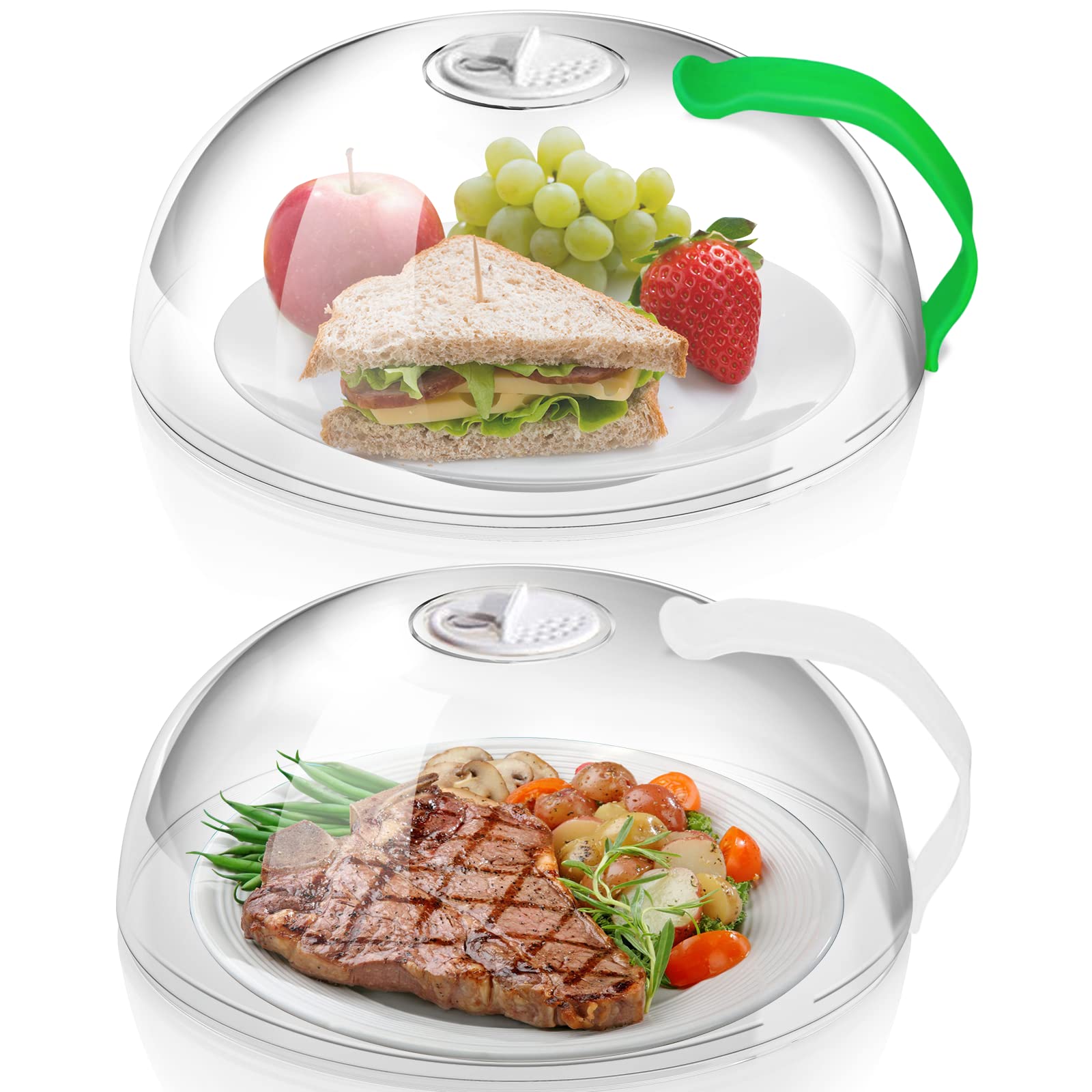 BPA-Free Microwave Cover for Food Splatter Prevention - 2 Pack with Handle & Steam Vents | Keeps Microwave Oven Clean | Ideal for Reheating Meals, Popcorn & Leftovers