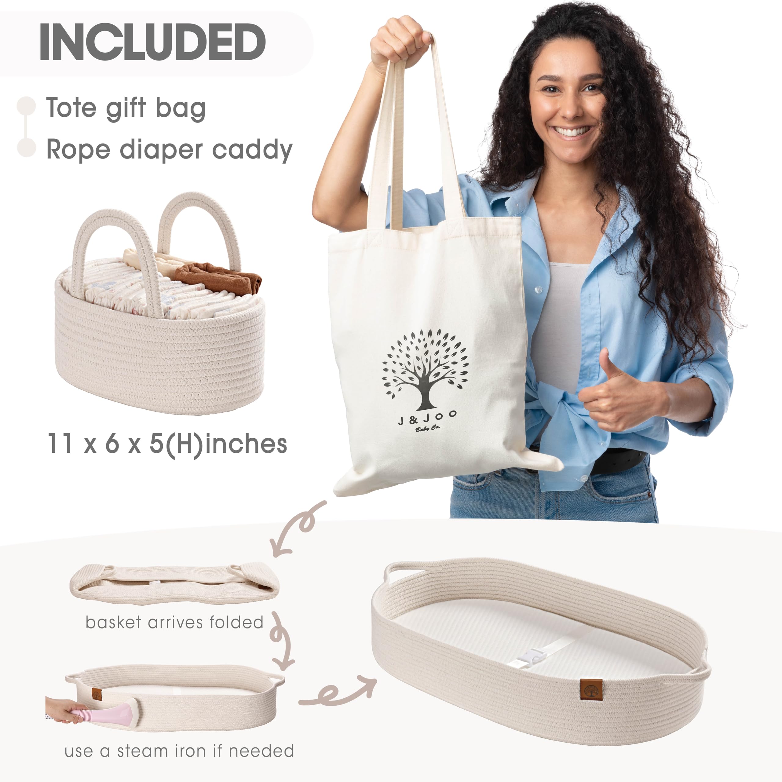 **Portable Baby Changing Basket with Diaper Caddy - Breathable & Waterproof Dual-Cover, Cotton Rope Organizer for Dresser & Nursery, Perfect Baby Shower Gift - Ideal for Travel, Home & On-the-Go Diaper Changes**