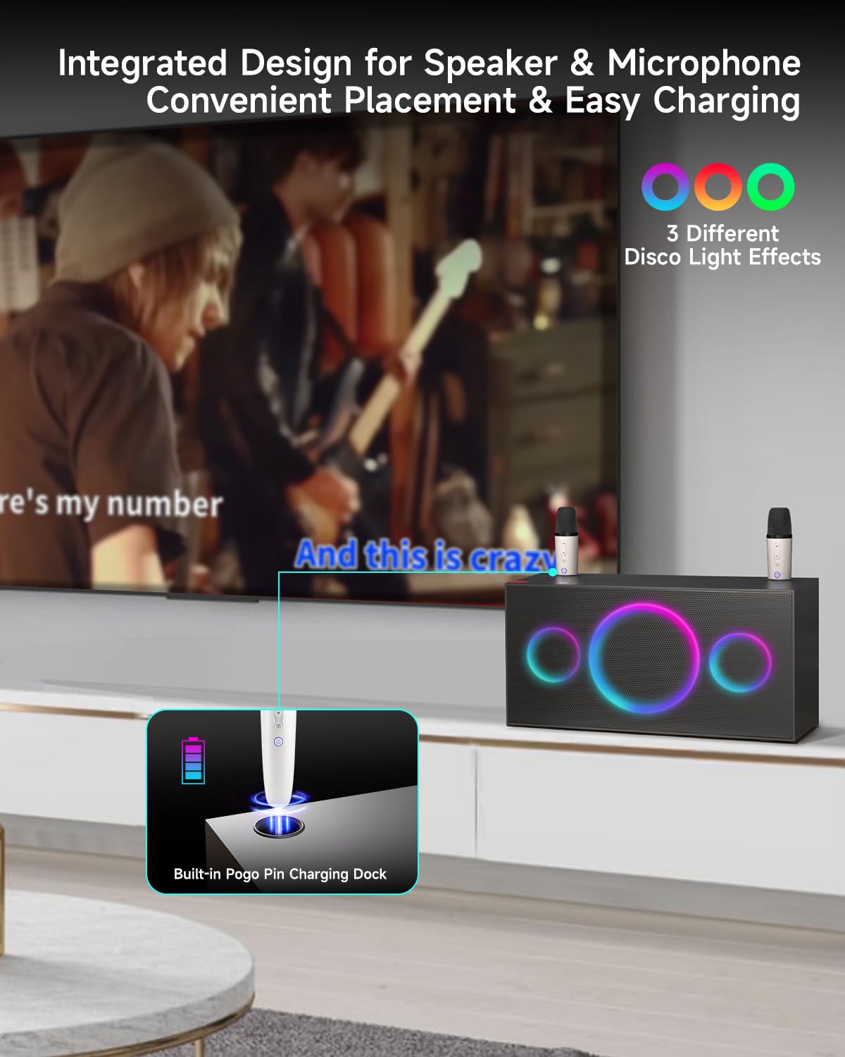 Professional Karaoke Machine for Adults with 2 UHF Wireless Bluetooth Microphones - Echo, Treble & Bass Control - Compatible with Apple TV & Samsung TV - Perfect for Home Parties, Family Gatherings & Entertainment