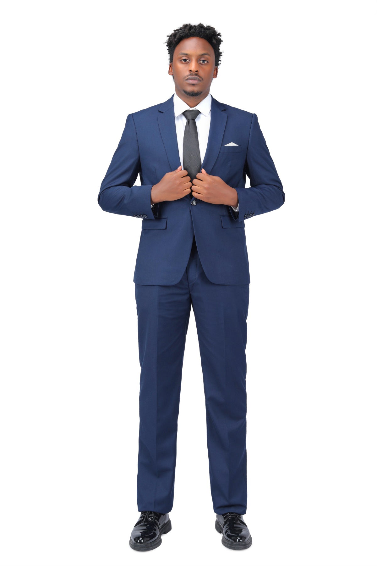 2-Piece Slim Fit Navy Blue Suit for Men - Modern Minimalist Design - Perfect for Business, Weddings & Formal Events