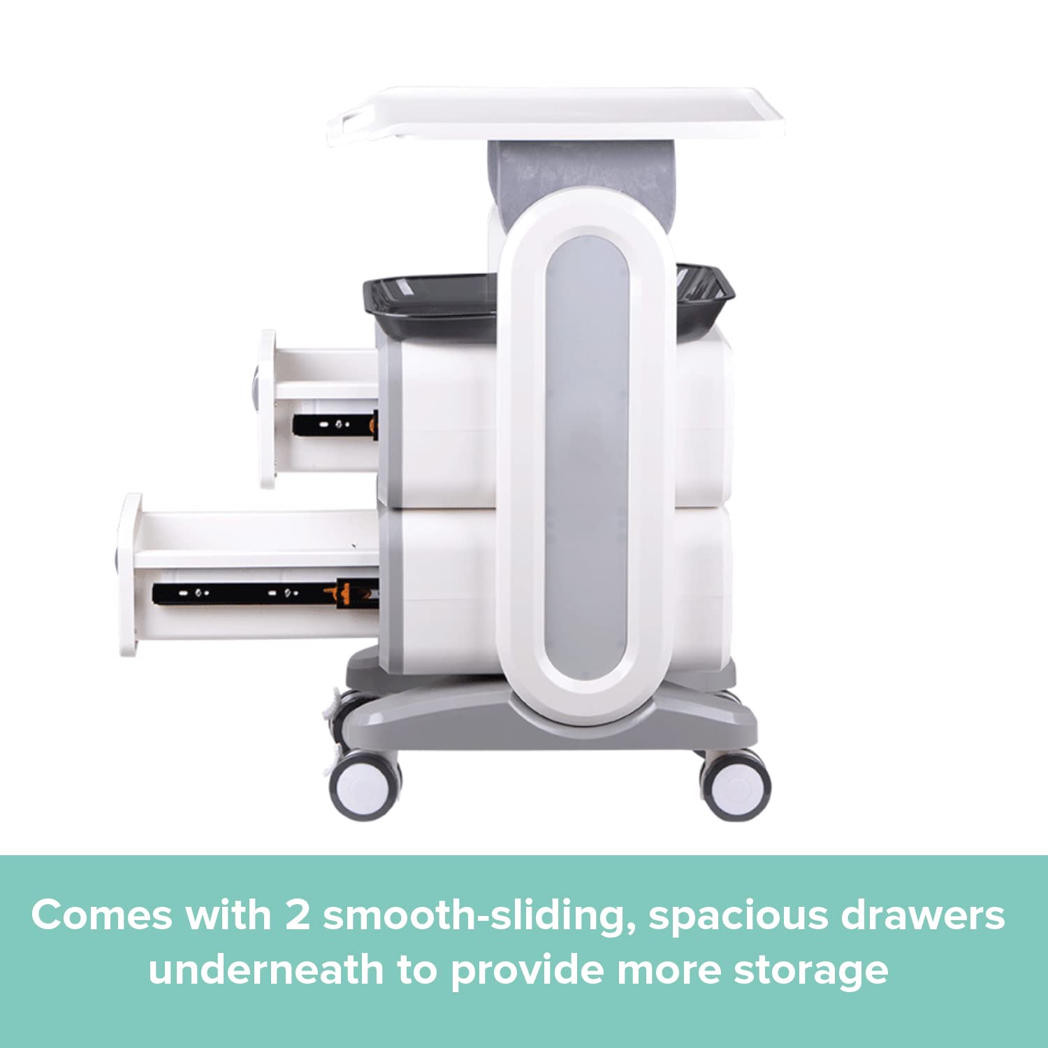 Professional Utility Cart with Wheels - Heavy Duty Rolling Cart with Drawers for Dental Office, Medical Trolley, Salon & Lab - Mobile Storage Cart for Cavitation Machines, Esthetician Supplies & Beauty Tools - Perfect for Clinics, Spas & Medical Facilities