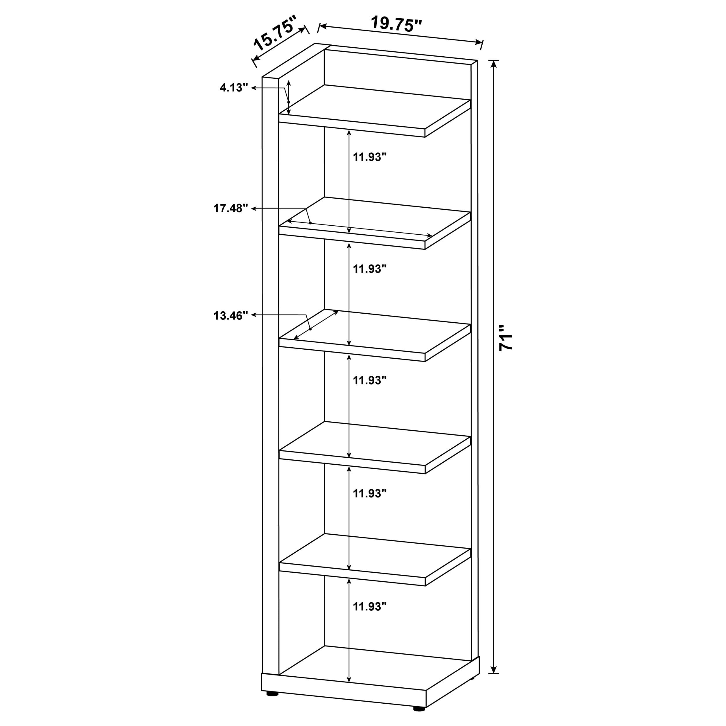 Coaster Furniture Corner Bookcase in Cappuccino Finish - 800270 - Perfect for Living Room, Office & Home Library Storage