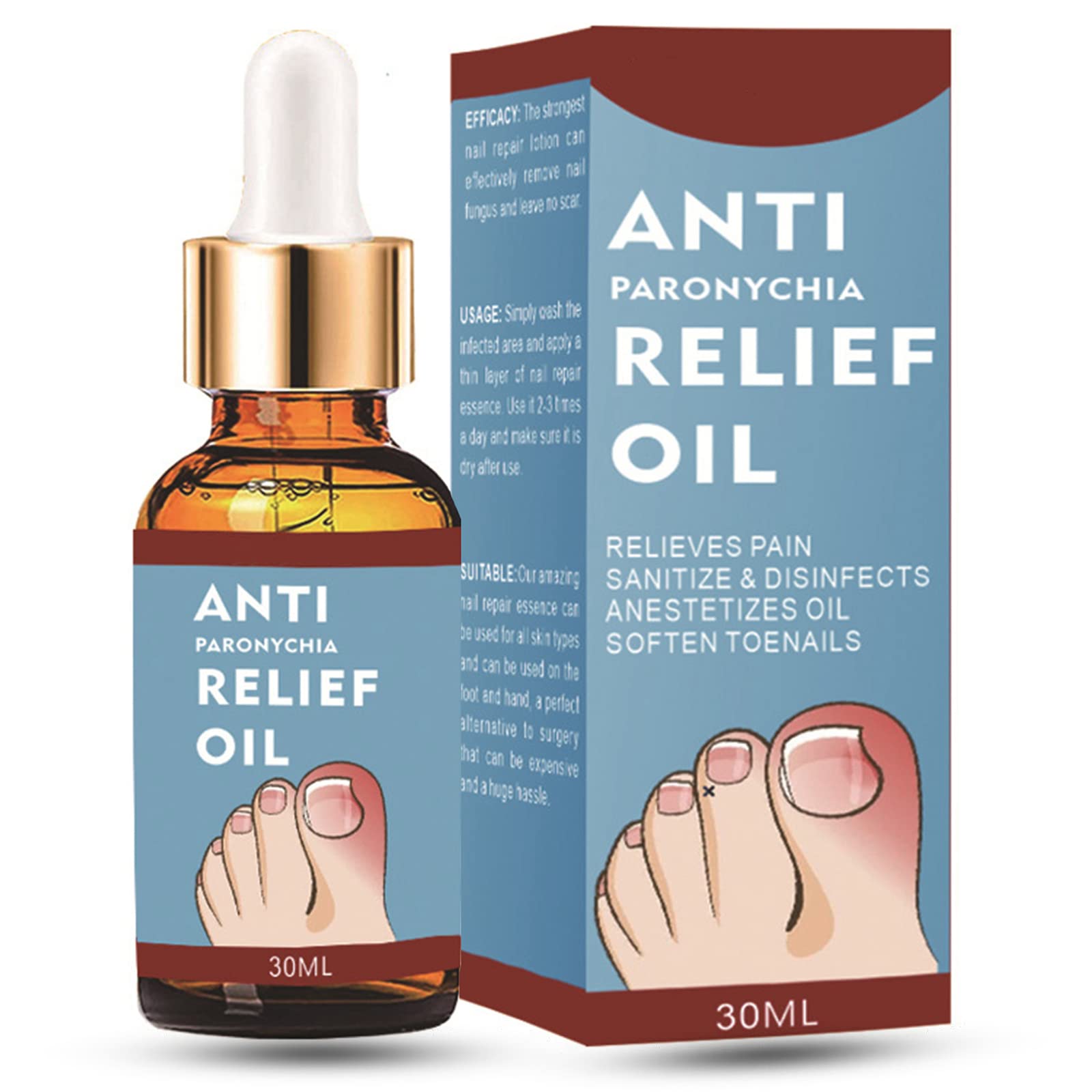 **Ingrown Toenail Treatment Oil - 30ML Anti-Paronychia Relief & Nail Repair for Damaged, Discolored, Thick Toenails & Fingernails - Perfect for Pain Relief & Nail Care at Home**