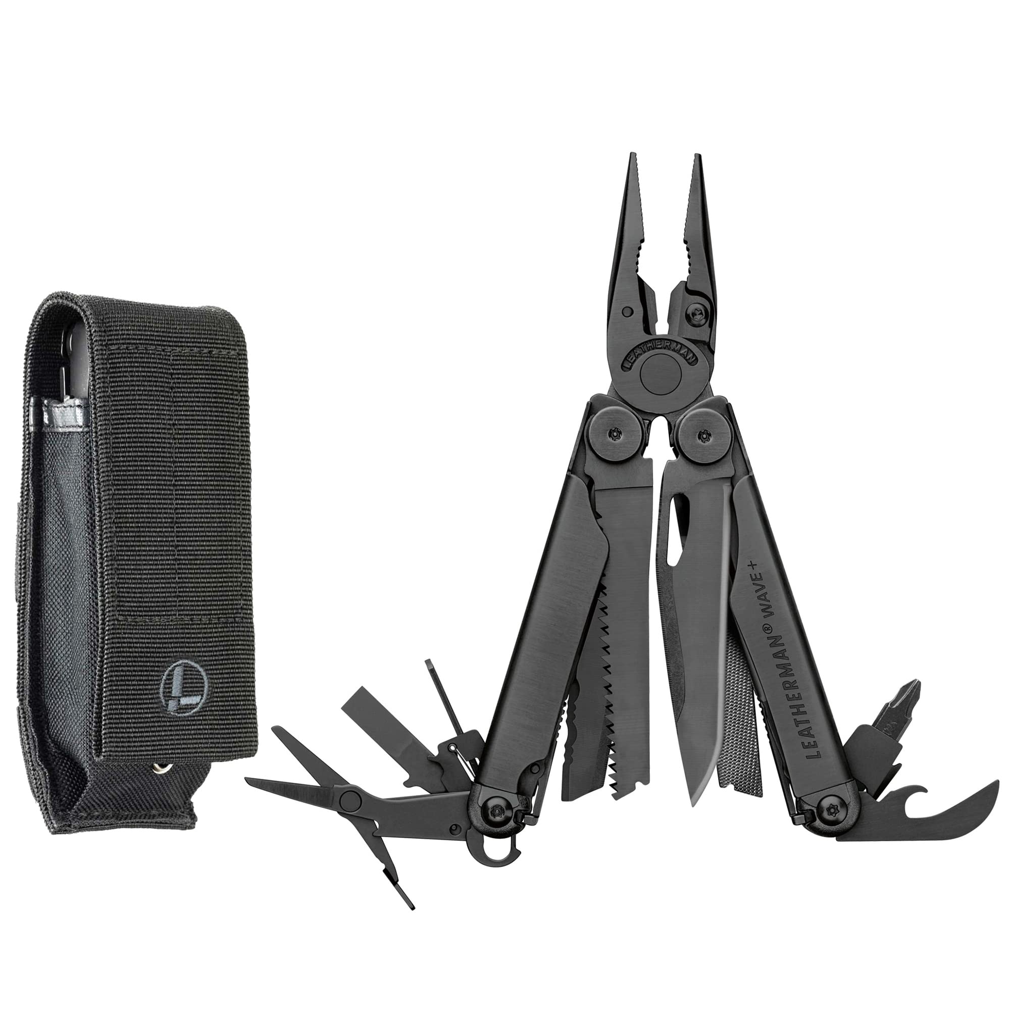 LEATHERMAN Wave Plus Multitool - Premium Stainless Steel Multi-Tool with Replaceable Wire Cutters, Spring-Action Scissors & MOLLE-Compatible Black Sheath | Perfect for Camping, Hiking, Survival & Everyday Carry (EDC)