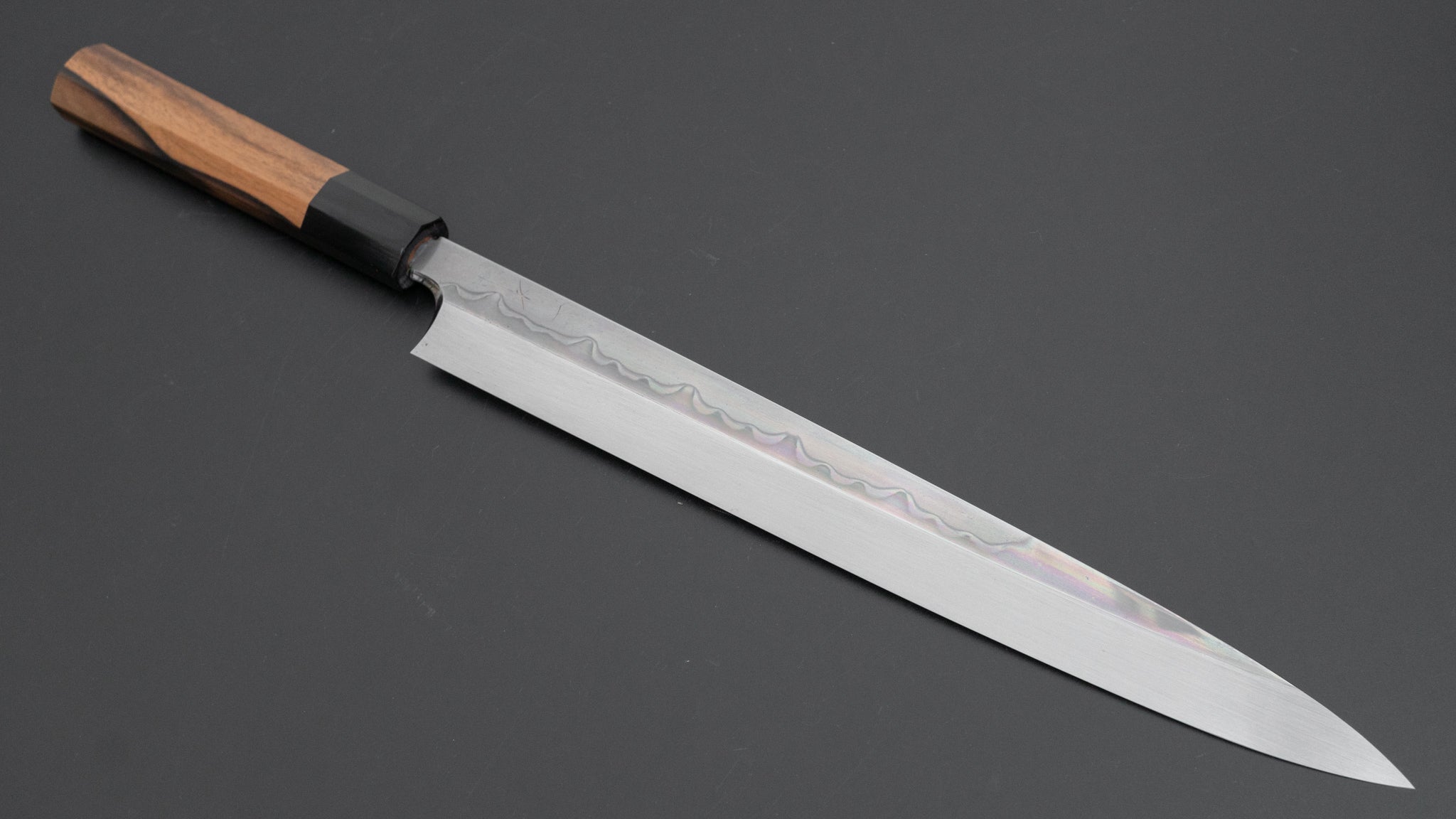 Hitohira Togashi White #1 Sanbonsugi Mizu Honyaki Yanagiba 300mm Japanese Sushi Knife - Kurokaki Persimmon Handle with Saya - Perfect for Sushi Chefs & Japanese Cuisine Lovers