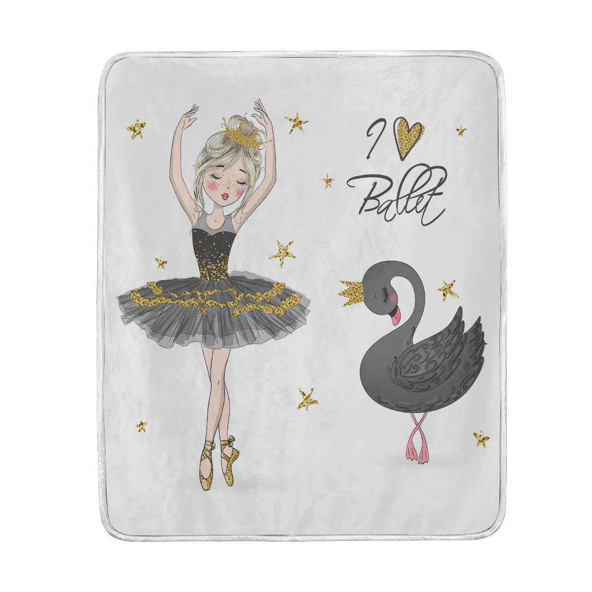 Black Swan Ballet Throw Blanket - 60x50 Inch Soft Cozy Warm Blanket for Girls, Bed, Couch, Sofa, Office, Travel & Camping - Perfect for Ballet Lovers, Home Decor & Gift