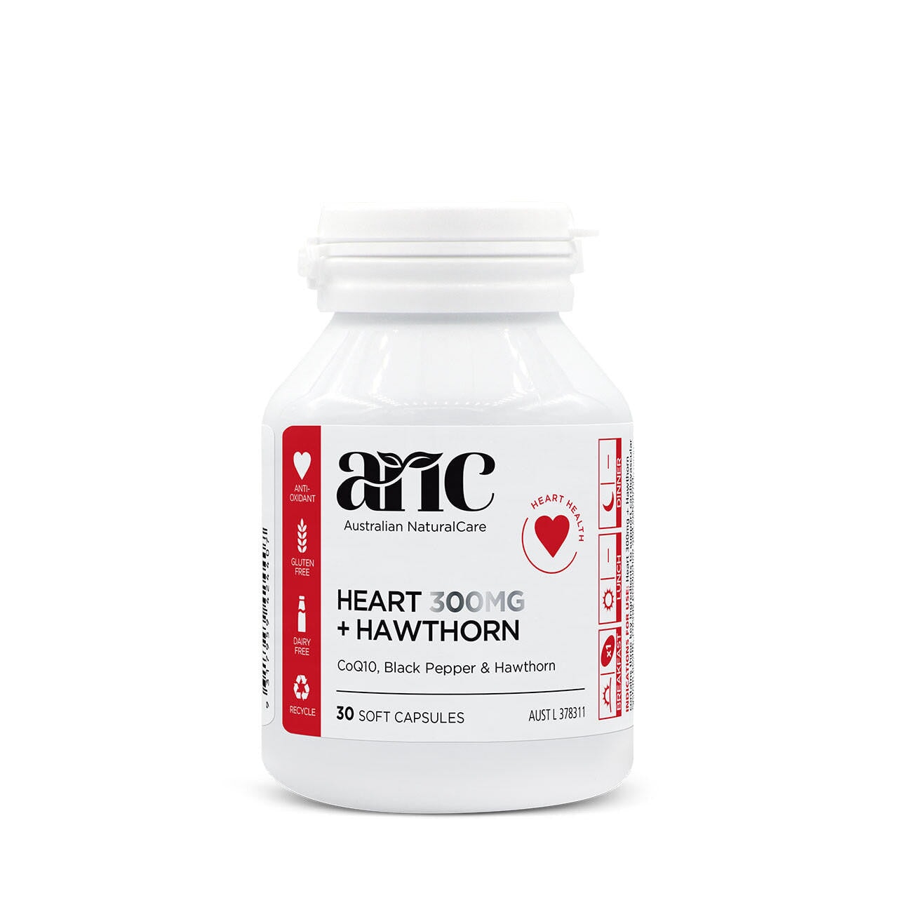 Australian Natural Care Heart 300mg + Hawthorn Supplement – Supports Cardiovascular Health & Circulation – Ideal for Daily Wellness & Heart Care Routine