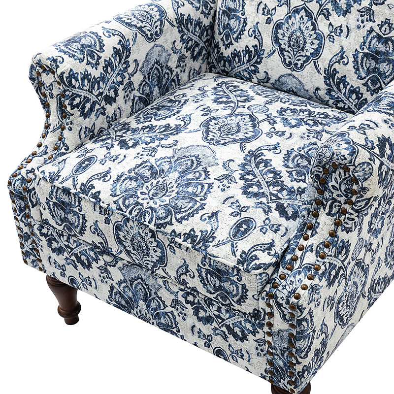 Felix Upholstered Wingback Armchair with Spindle Legs - Comfortable Living Room Chair for Reading & Relaxing - Perfect for Home Office, Bedroom or Lounge Area