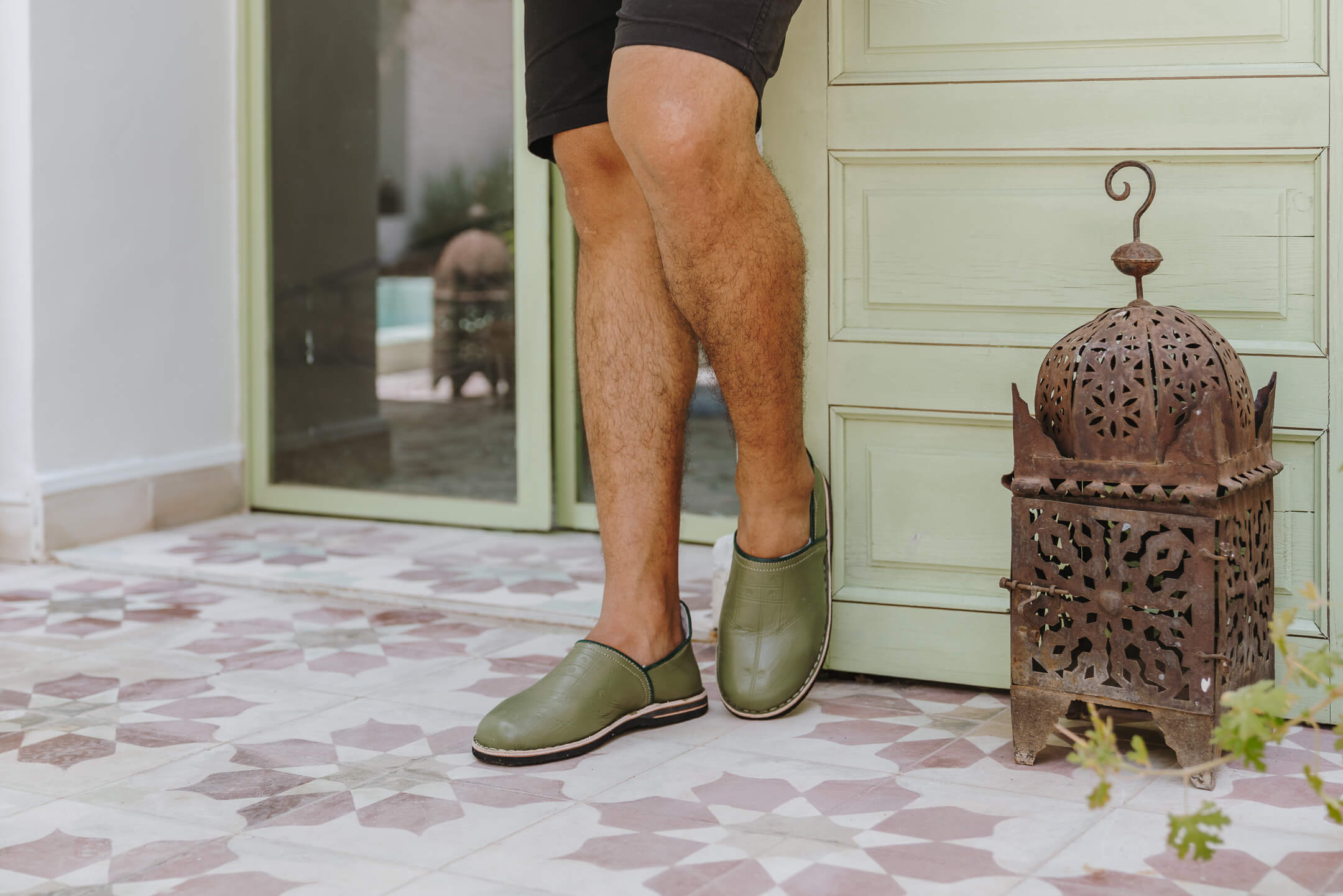 Authentic Moroccan Berber Babouche Slippers - Soft Leather Olive Green House Shoes for Men & Women | Perfect for Home, Lounge & Cultural Fashion