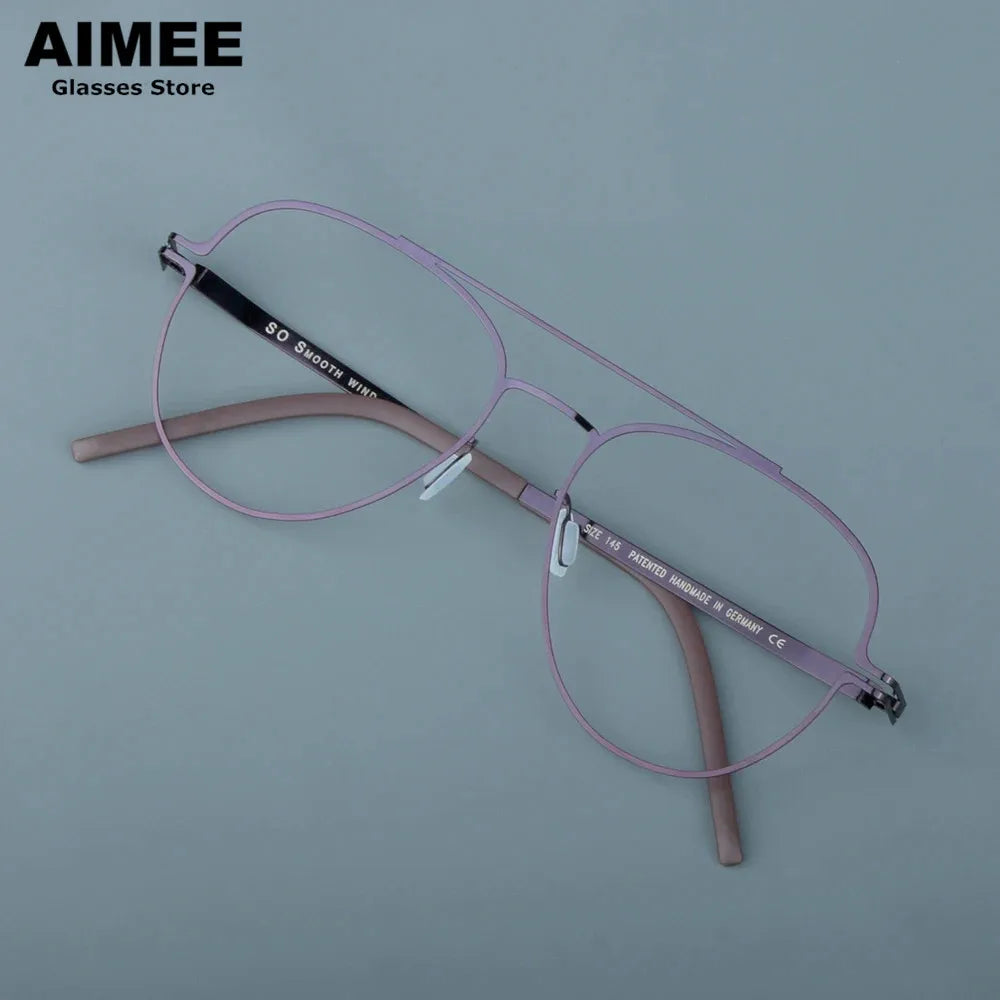 Aimee Unisex Full Rim Round Double Bridge Steel Eyeglasses 14657 | Stylish Lightweight Metal Frame Glasses for Men & Women | Perfect for Reading, Work, and Everyday Fashion