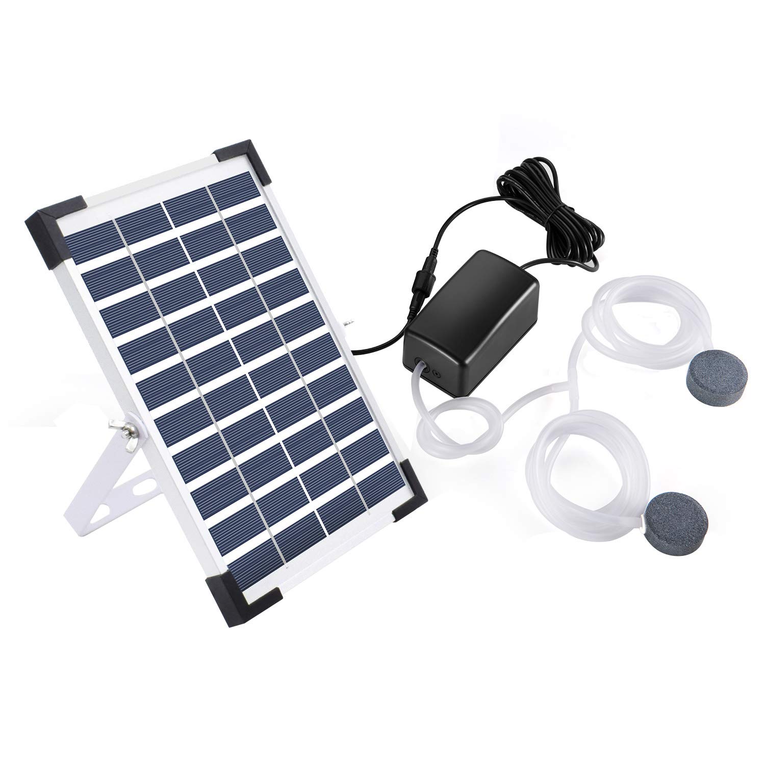 5W Solar Air Pump Kit for Ponds - Lewisia Aerator with 3 Modes, Air Hoses & Bubble Stones | Oxygenates Water for Fish Tanks, Hydroponics & Outdoor Fountains | Eco-Friendly Solar Powered Pump