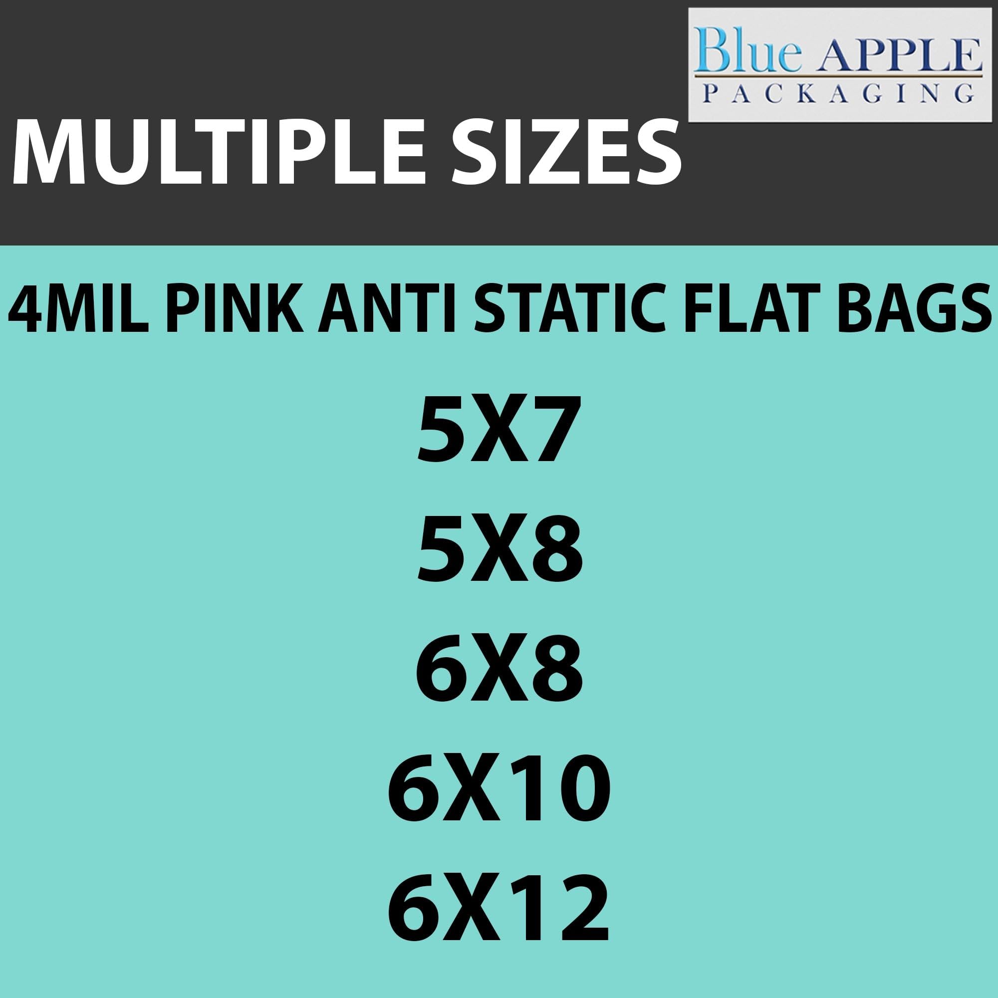Pink Anti-Static Plastic Flat Bags 6x12 Inches (100 Pack) - 4 Mil Heavy Duty Heat Sealable Packaging Bags for Small Business, Electronics & Craft Supplies | ESD Safe Storage & Shipping Solution