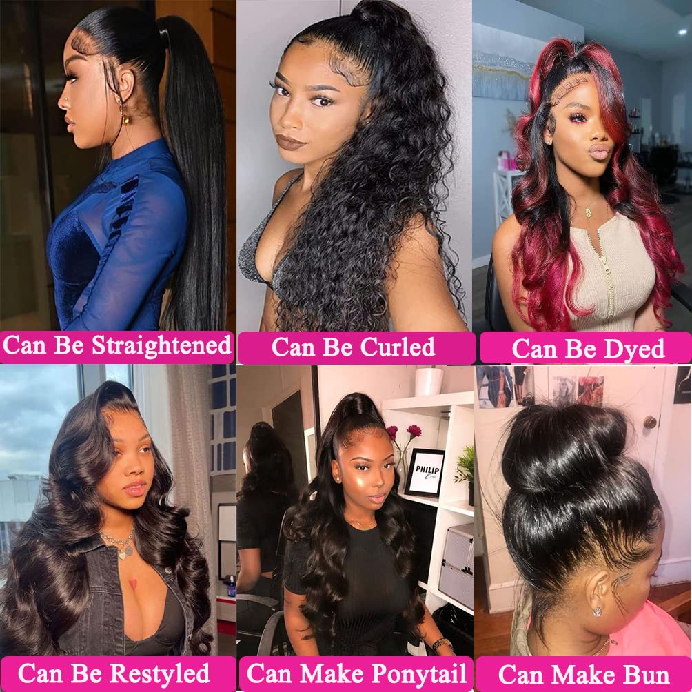 360 Full Lace Front Wigs Human Hair - Pre Plucked Body Wave 28 Inch HD Transparent Lace Wig for Black Women | Natural Hairline | Perfect for Daily Wear, Parties & Special Occasions