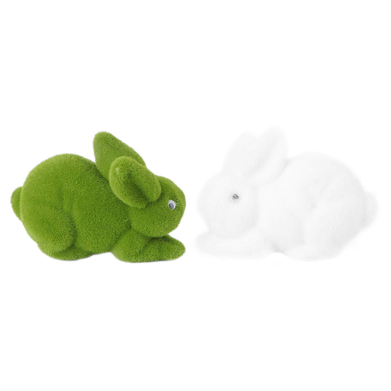 2 Pack Easter Moss Bunny Flocking Foam Animal Decorations for Garden, Lawn, Easter Basket Fillers - Perfect for Spring Home Decor, Party Favors & Outdoor Easter Egg Hunt Decor
